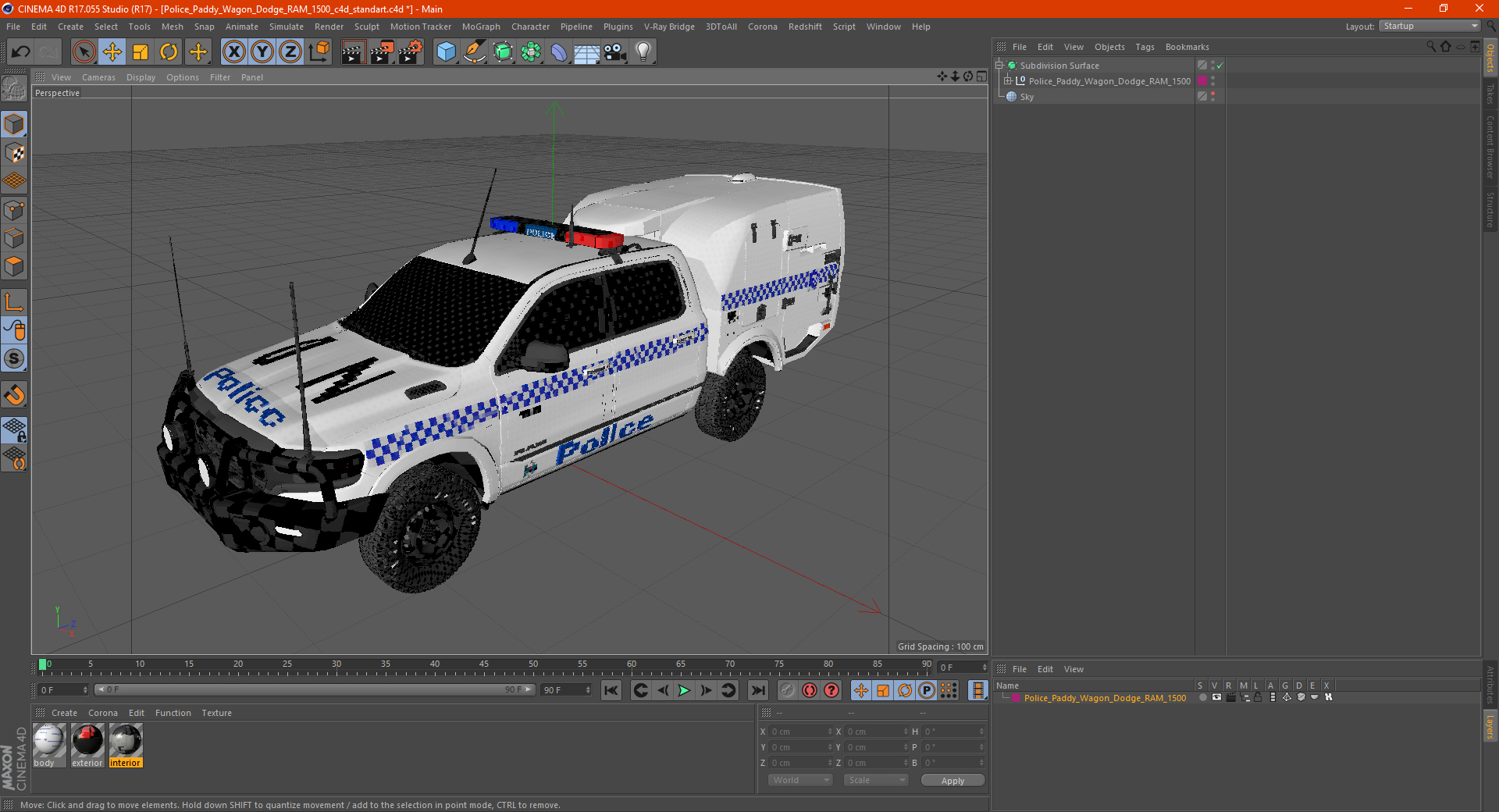 3D Police Paddy Wagon Dodge RAM 1500 model