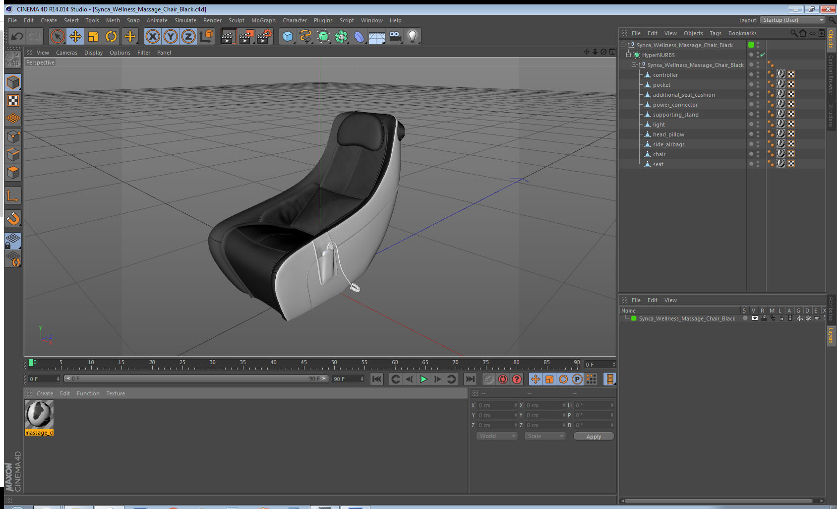 Synca Wellness Massage Chair Black 3D model