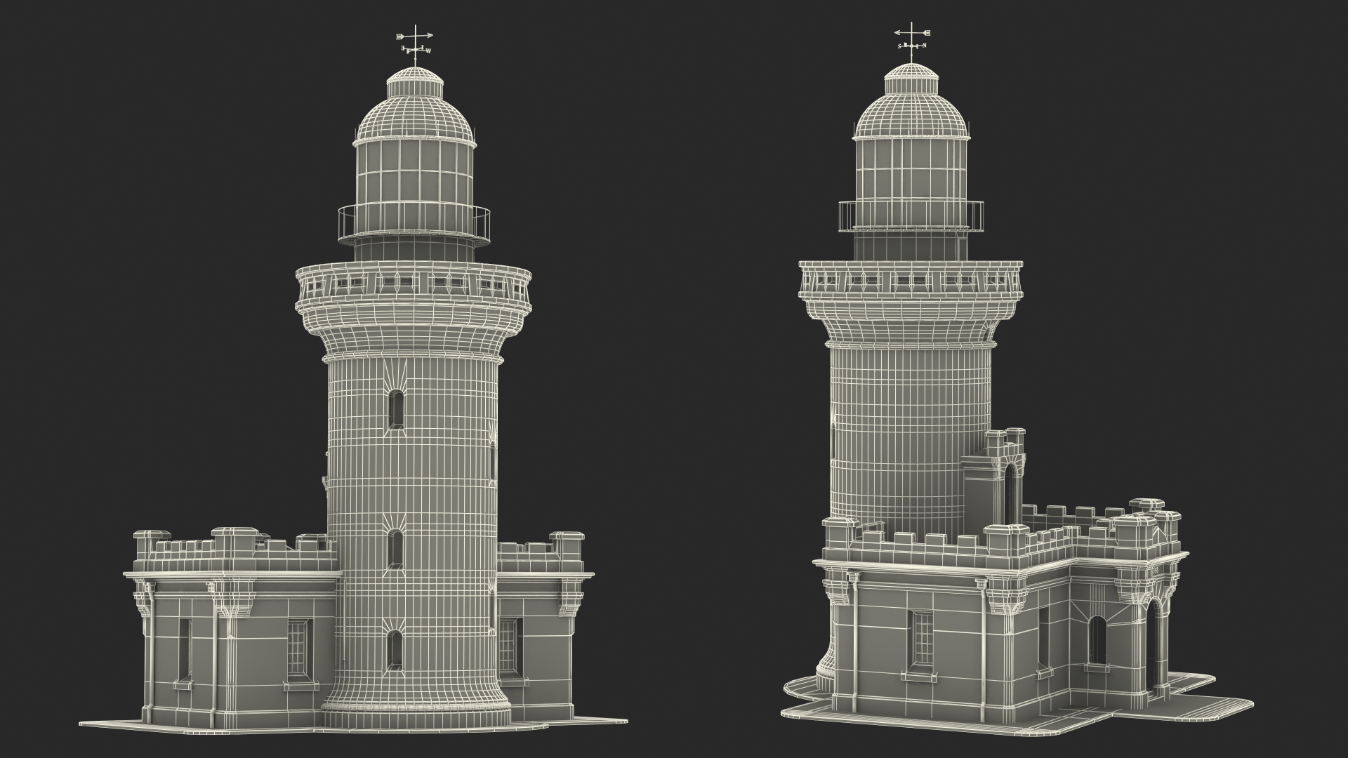 Point Perpendicular Lighthouse Red 3D model