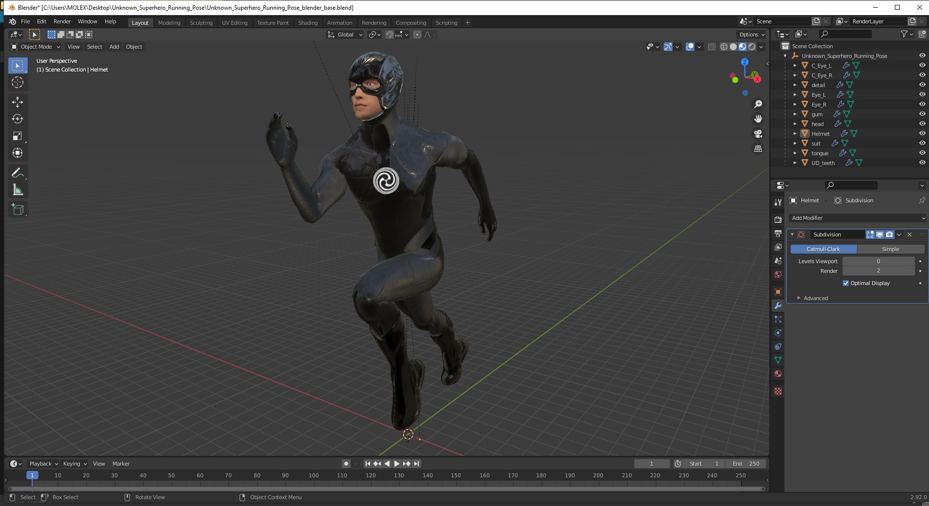 3D model Unknown Superhero Running Pose