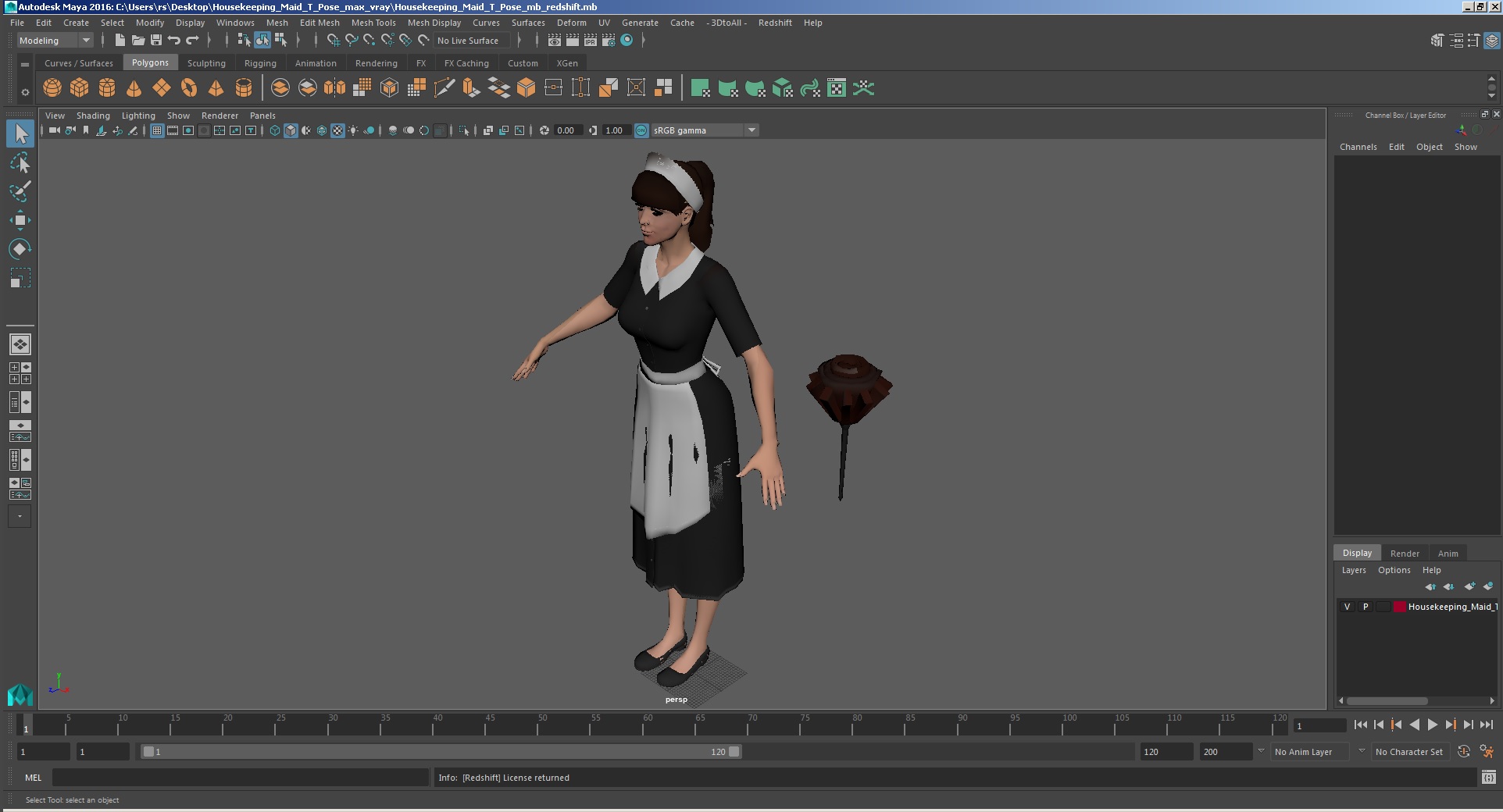 Housekeeping Maid T Pose 3D model
