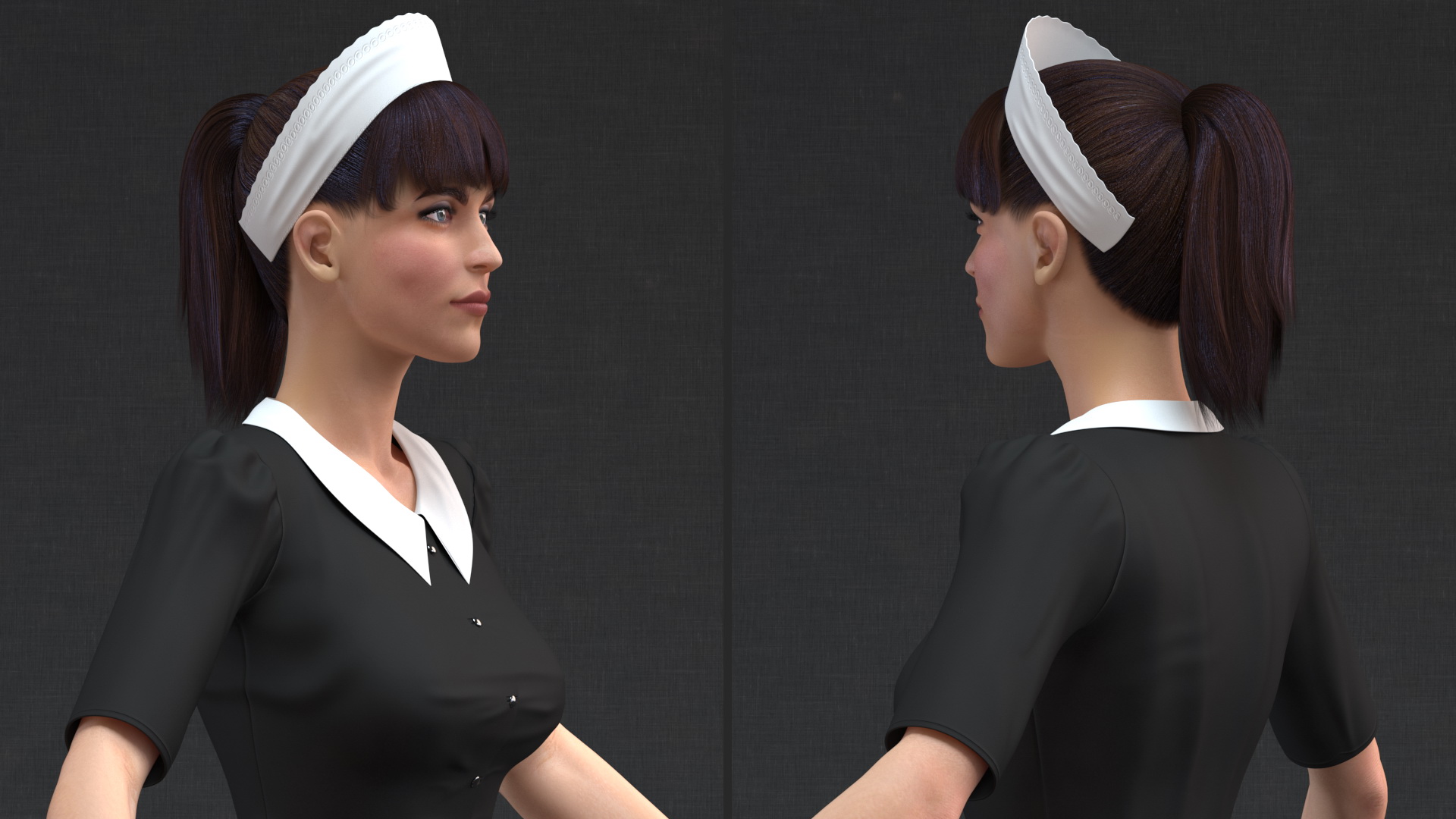 Housekeeping Maid T Pose 3D model