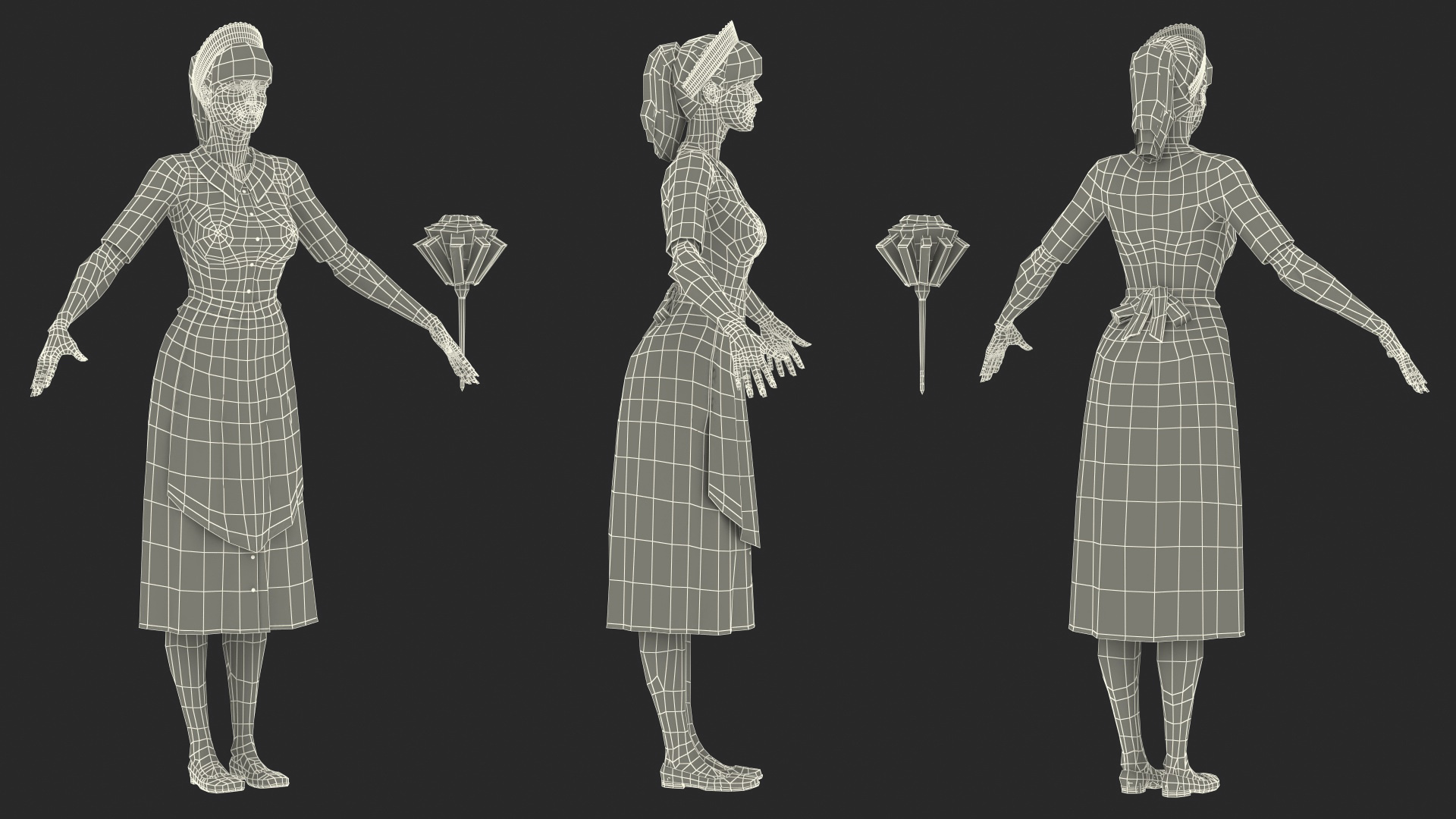 Housekeeping Maid T Pose 3D model