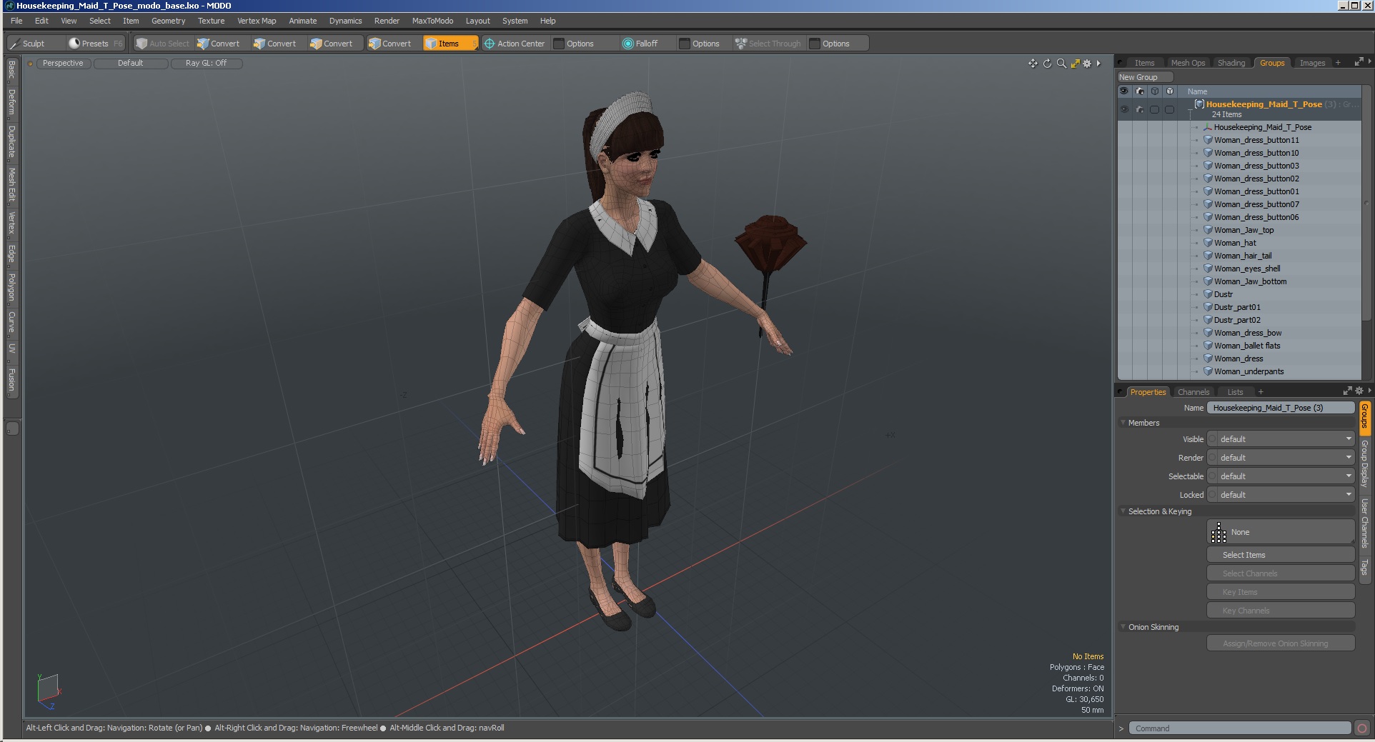 Housekeeping Maid T Pose 3D model