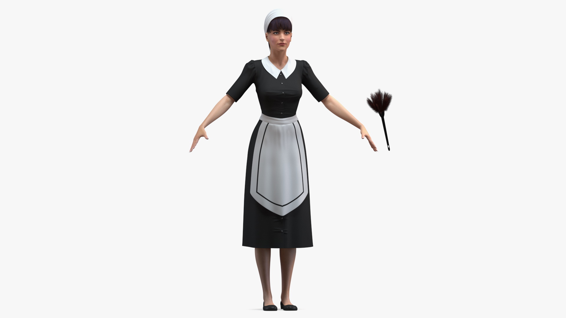 Housekeeping Maid T Pose 3D model