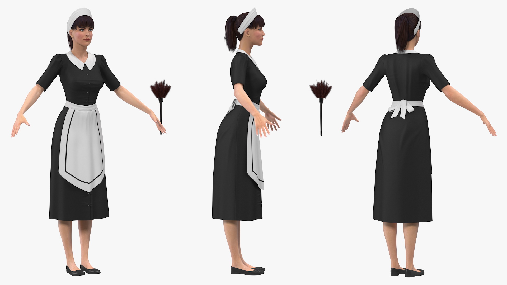 Housekeeping Maid T Pose 3D model