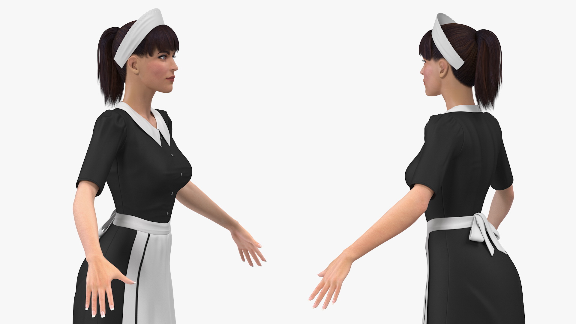 Housekeeping Maid T Pose 3D model