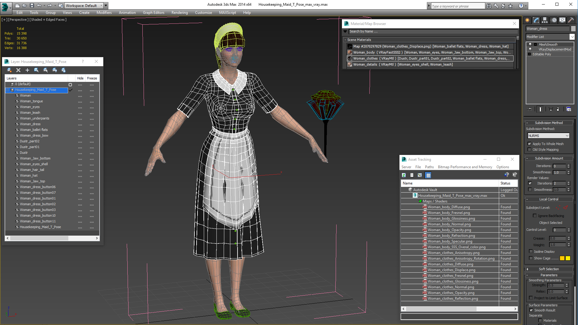 Housekeeping Maid T Pose 3D model