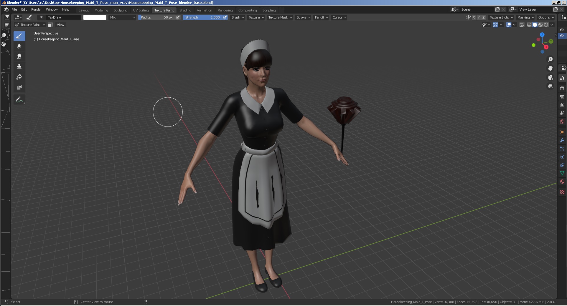 Housekeeping Maid T Pose 3D model