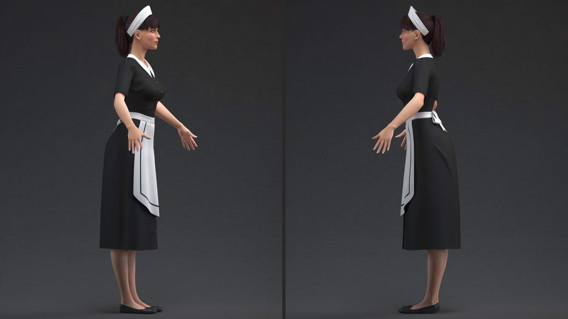 Housekeeping Maid T Pose 3D model