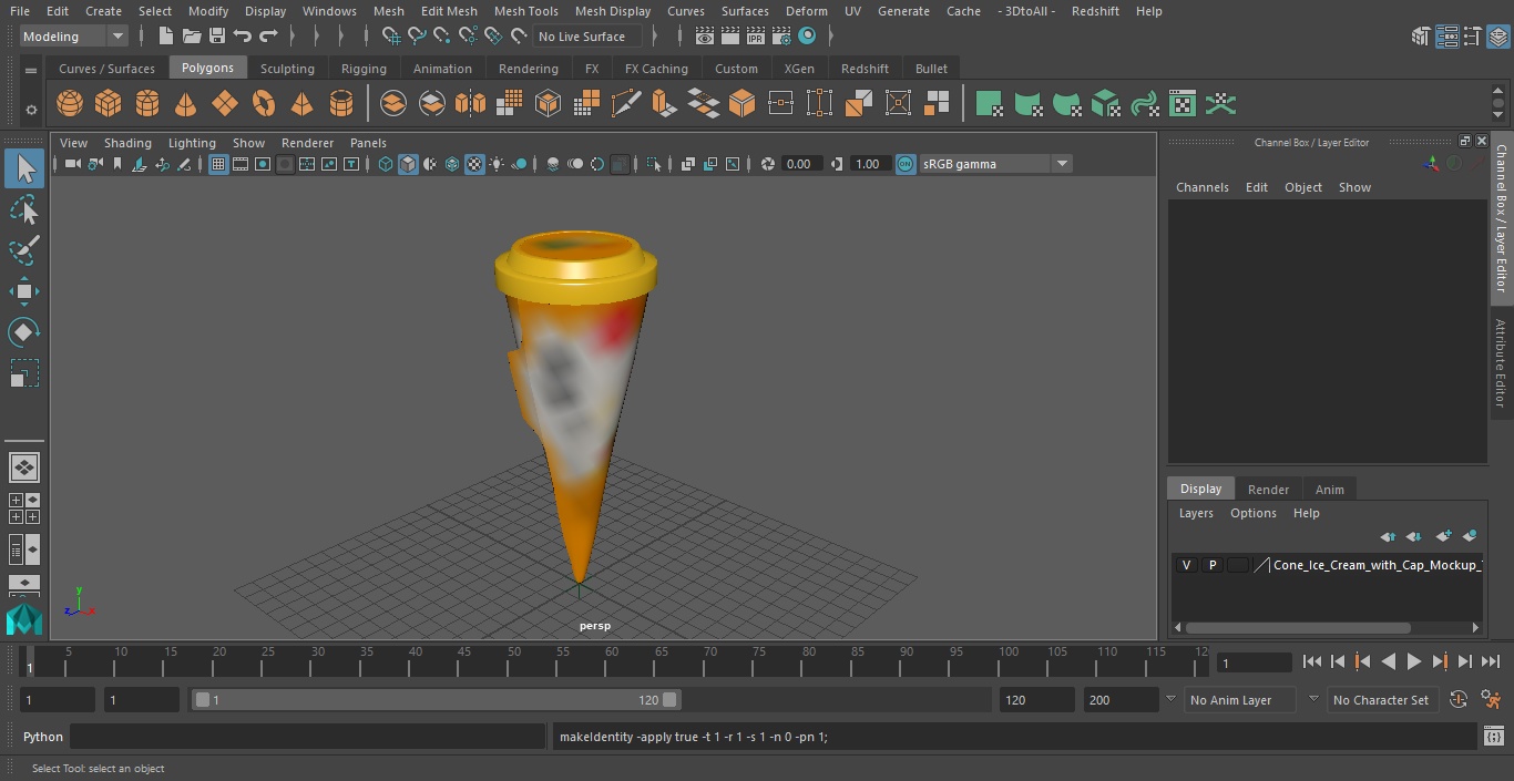 Cone Ice Cream with Cap Mockup Tropic 3D