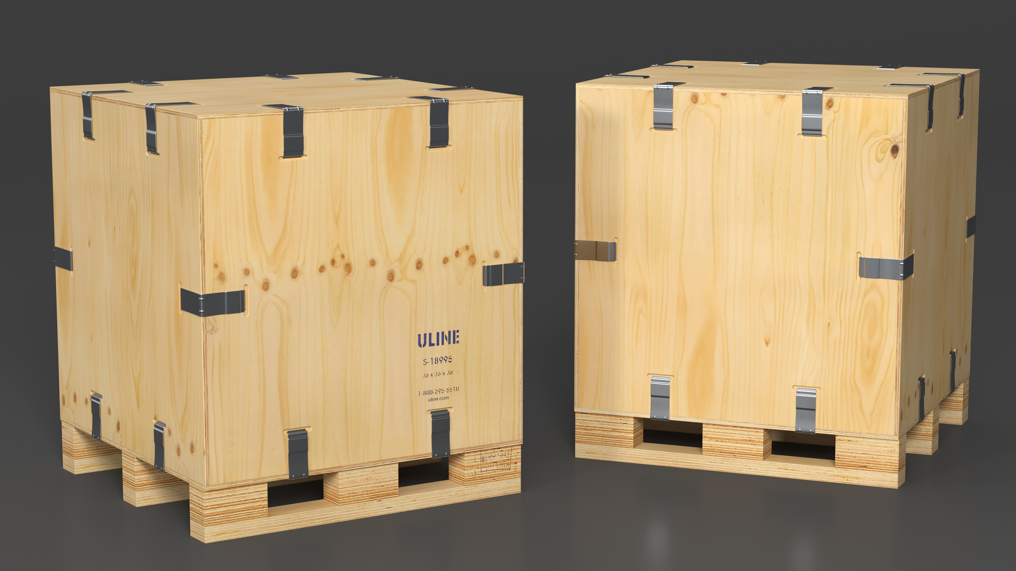 3D Wood Crate with Pallet Uline model