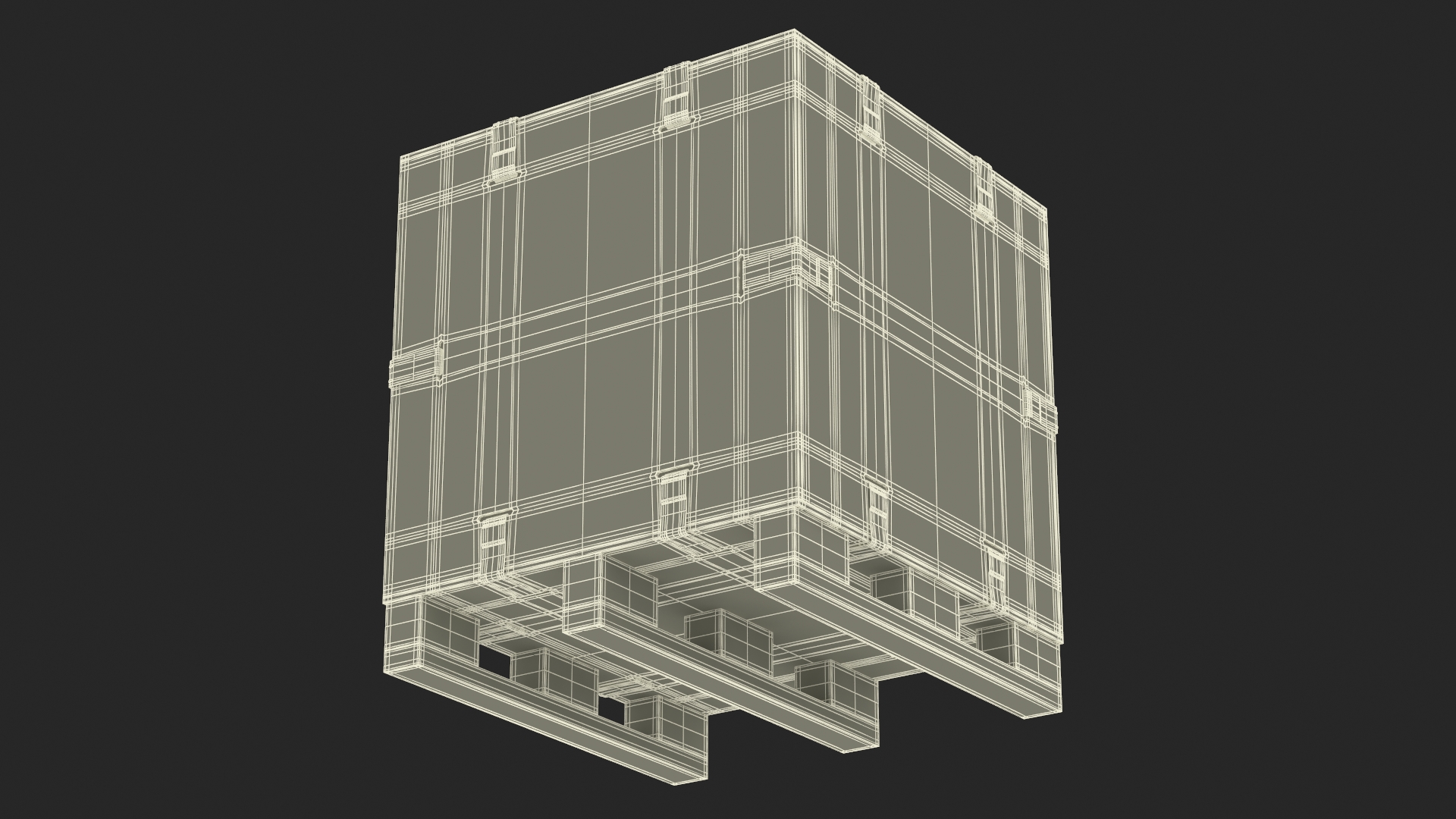 3D Wood Crate with Pallet Uline model