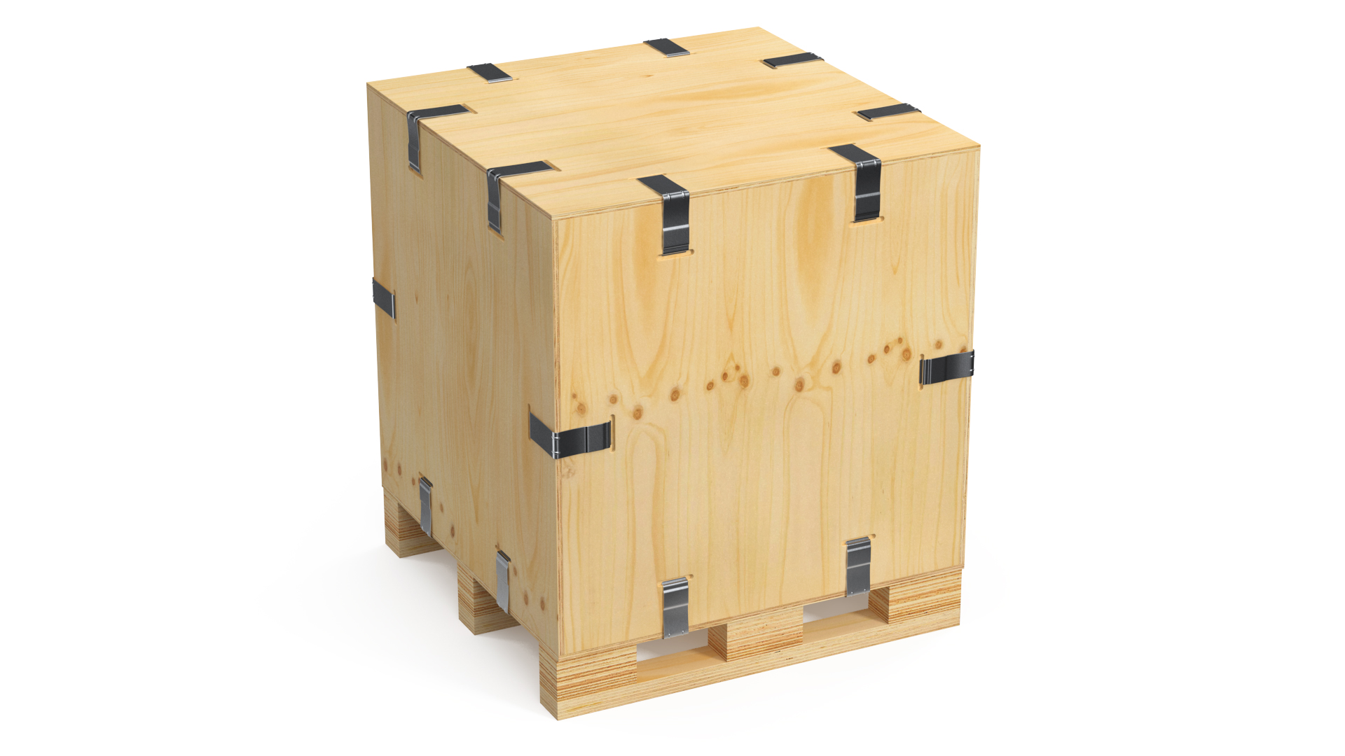 3D Wood Crate with Pallet Uline model