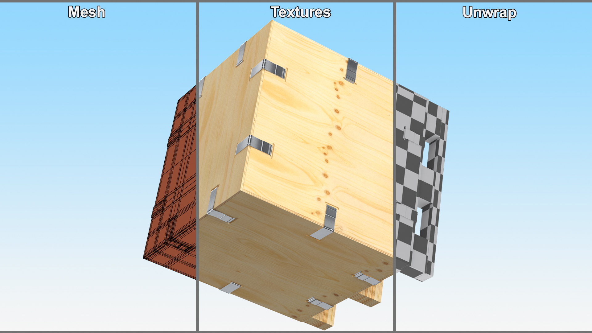 3D Wood Crate with Pallet Uline model