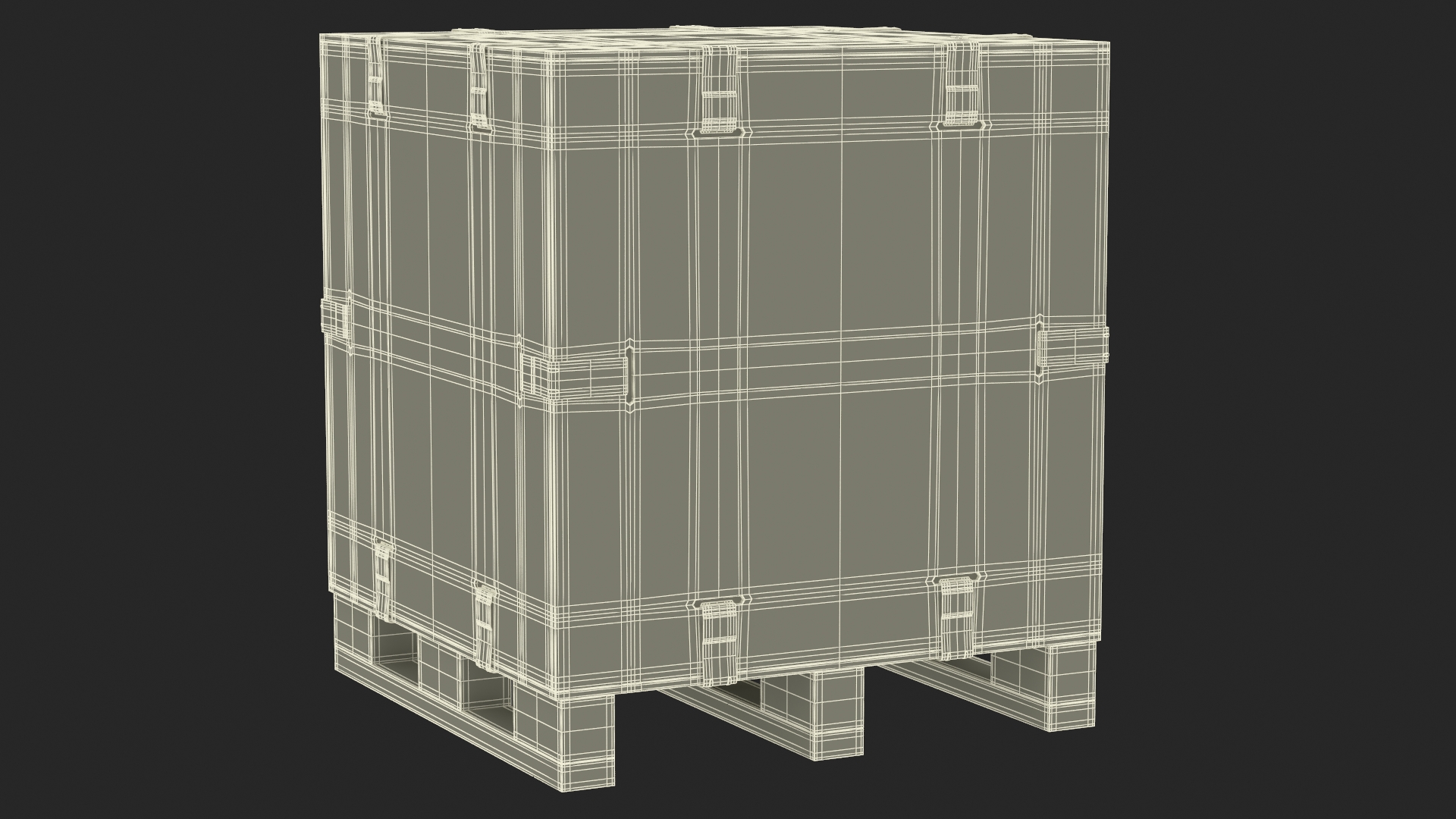 3D Wood Crate with Pallet Uline model