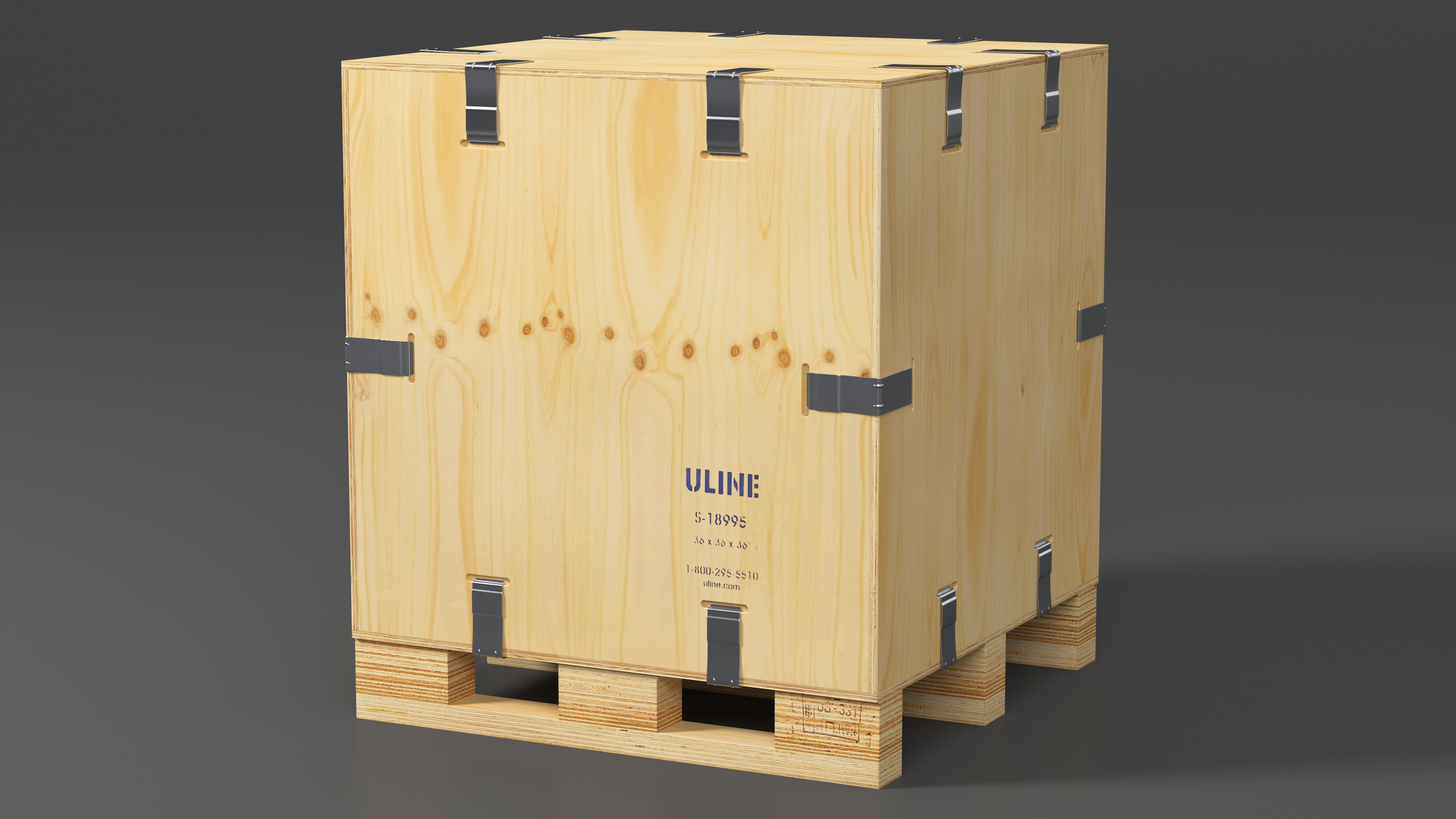 3D Wood Crate with Pallet Uline model