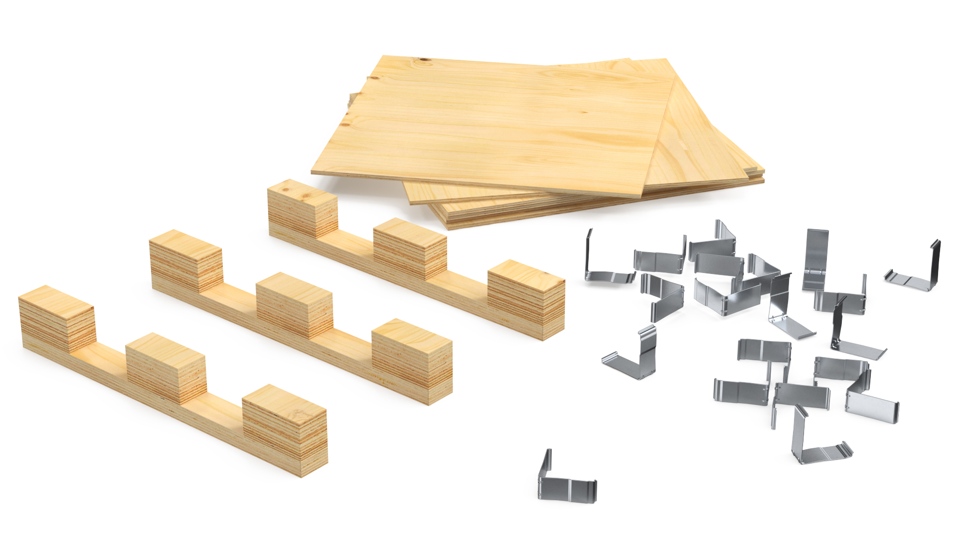 3D Wood Crate with Pallet Uline model