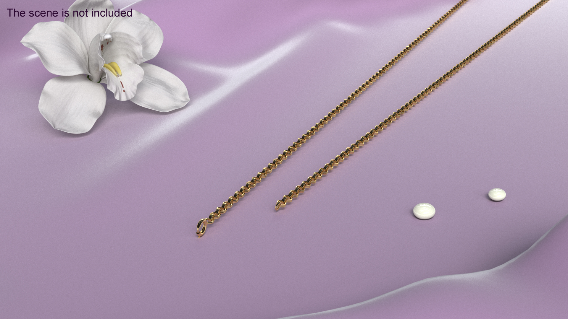 3D Rolo Jewelry Chain Gold model
