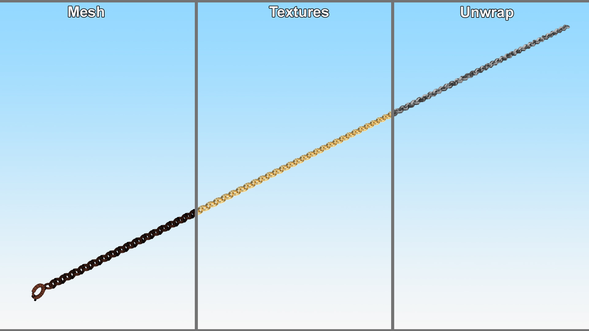 3D Rolo Jewelry Chain Gold model