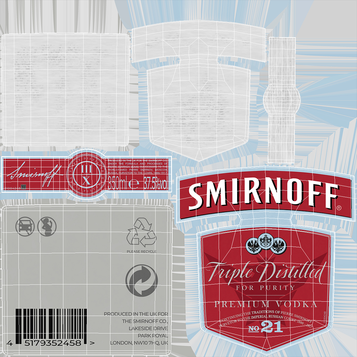 Smirnoff No21 Vodka Bottle Flat 350ml - view 8
