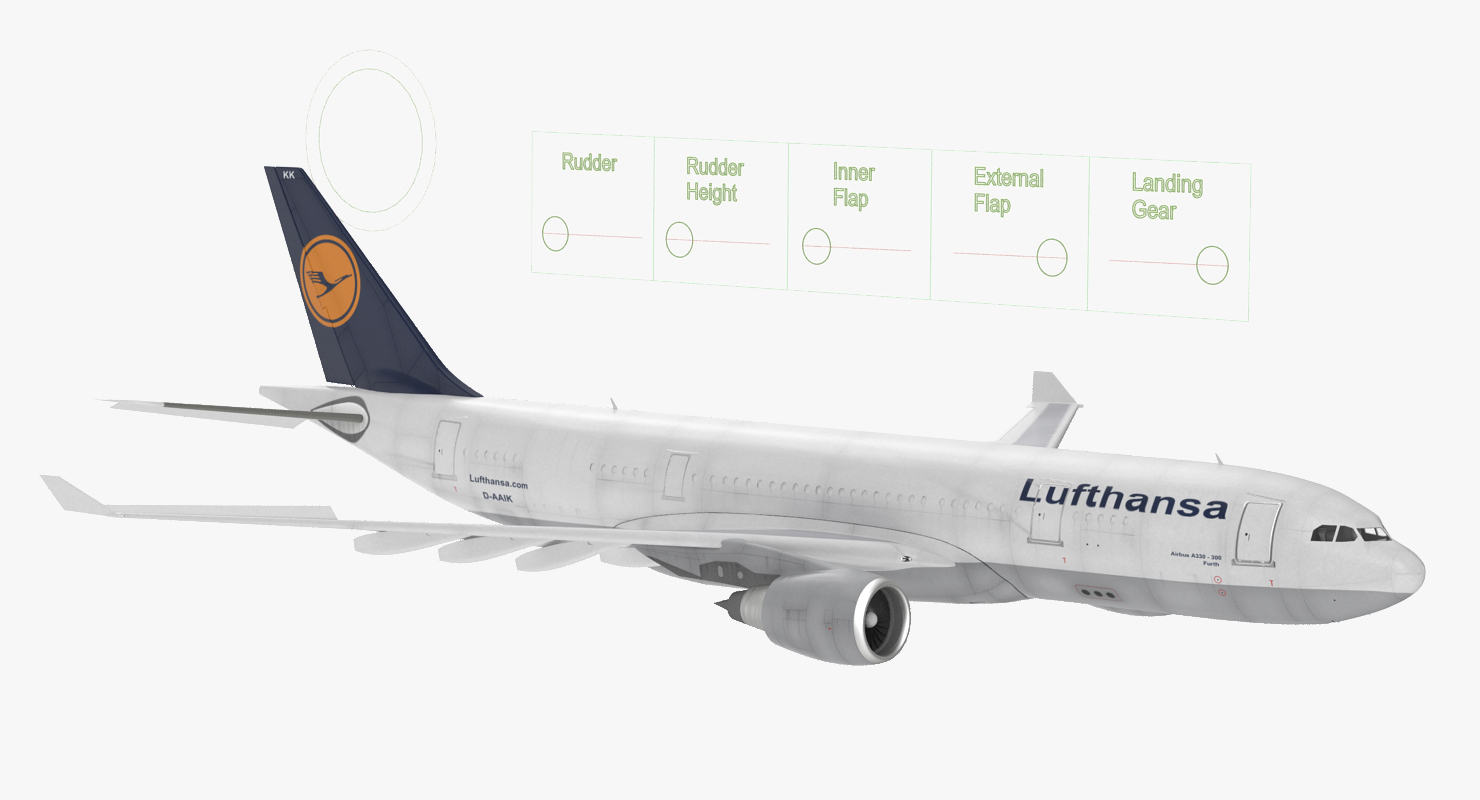 Airbus A330 P2F Lufthansa Rigged 3D