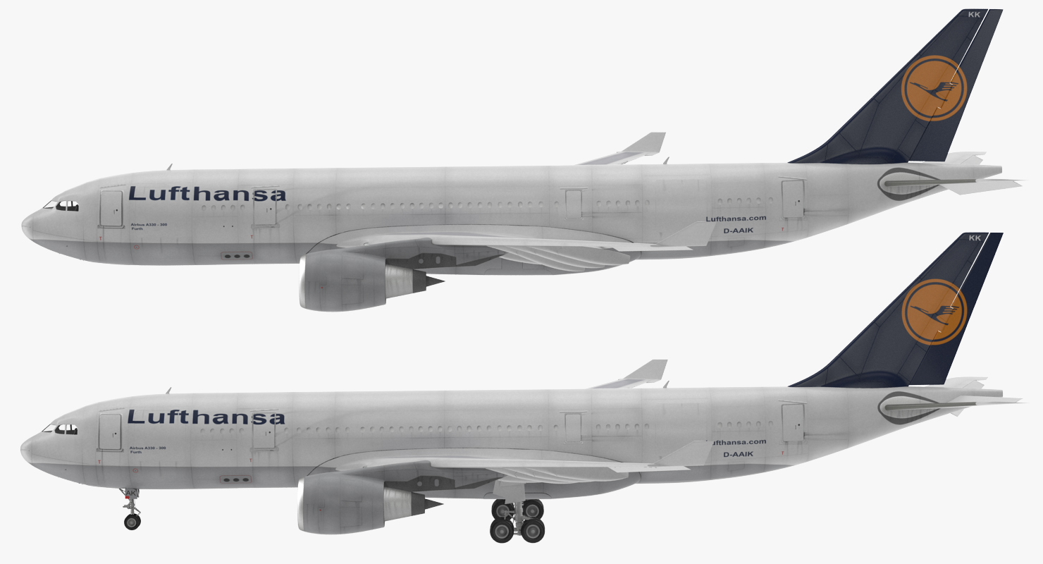 Airbus A330 P2F Lufthansa Rigged 3D