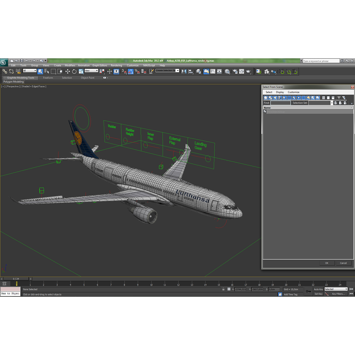Airbus A330 P2F Lufthansa Rigged 3D