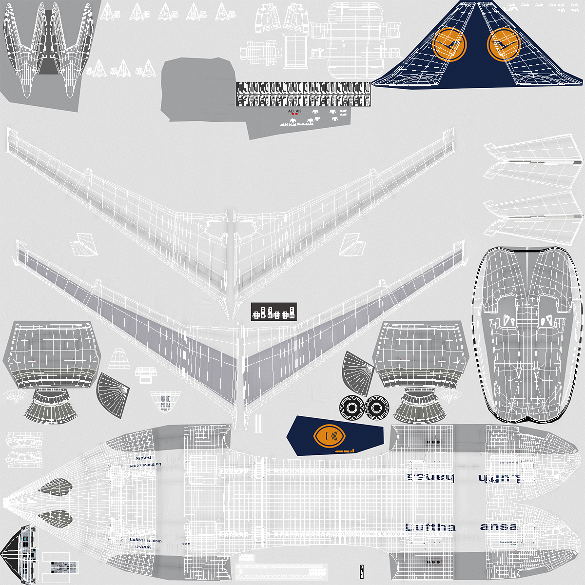 Airbus A330 P2F Lufthansa Rigged 3D