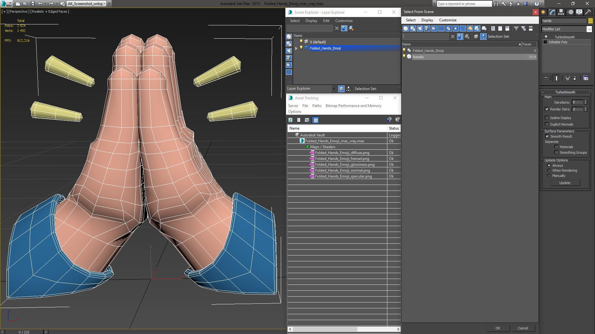 3D Folded Hands Emoji model