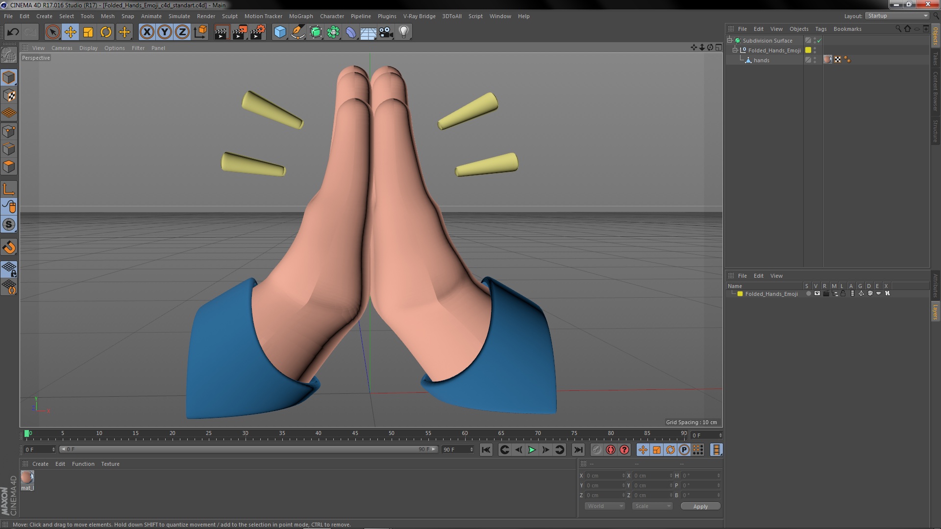 3D Folded Hands Emoji model