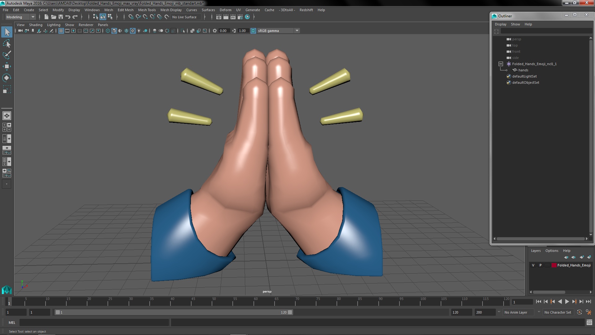 3D Folded Hands Emoji model