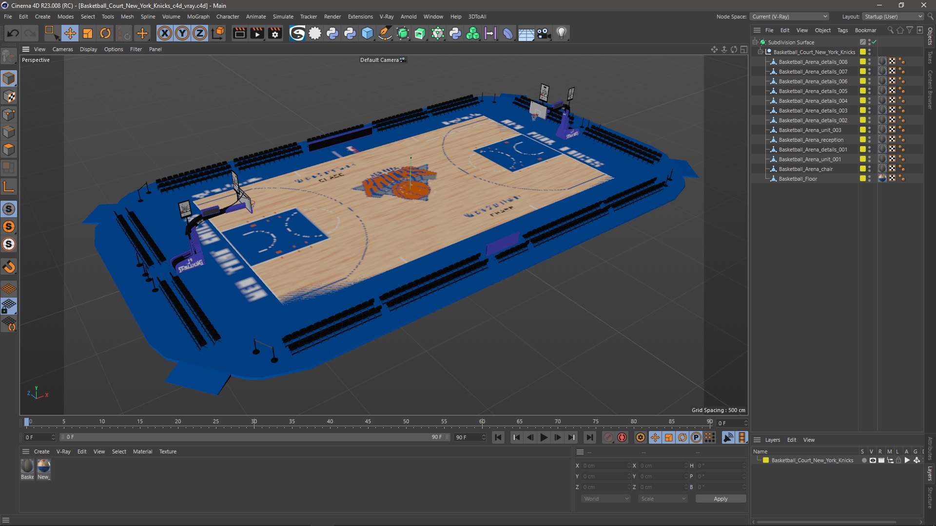 Basketball Court New York Knicks 3D