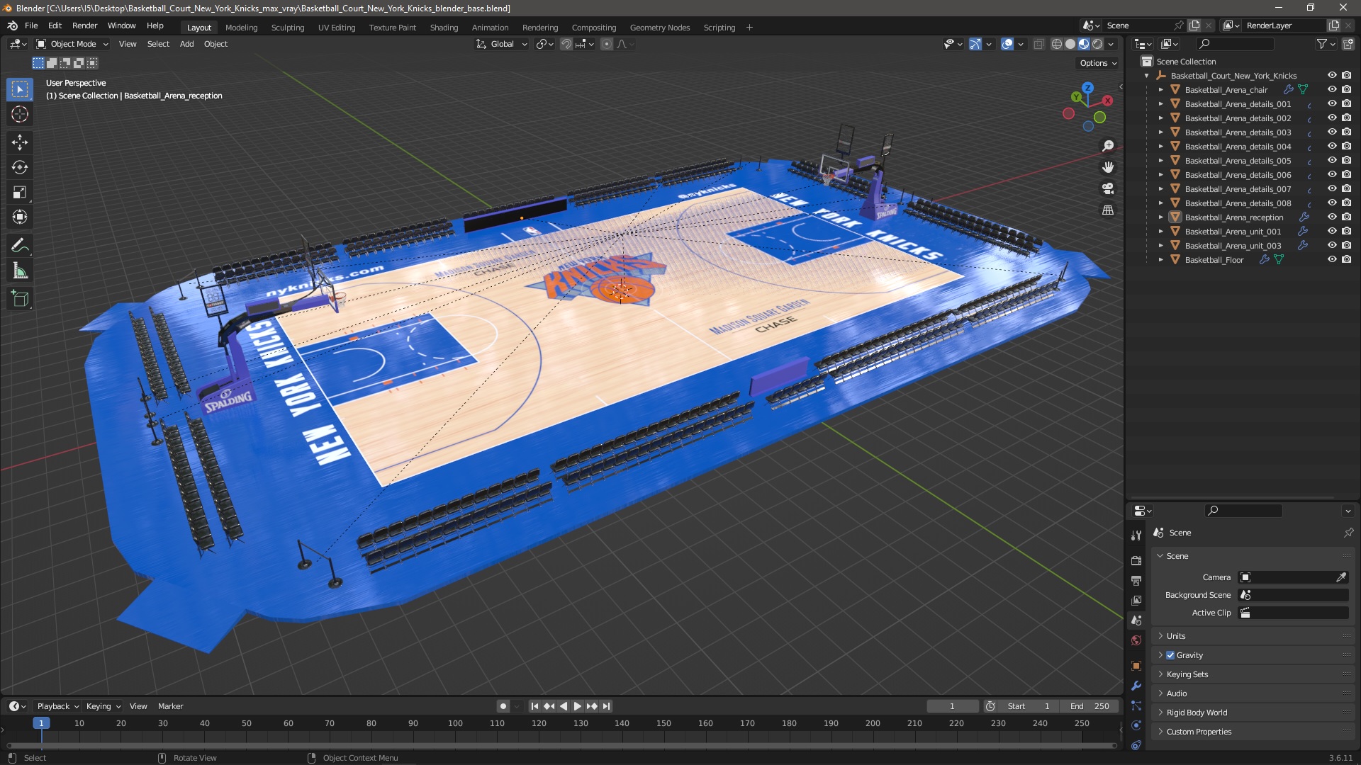 Basketball Court New York Knicks 3D