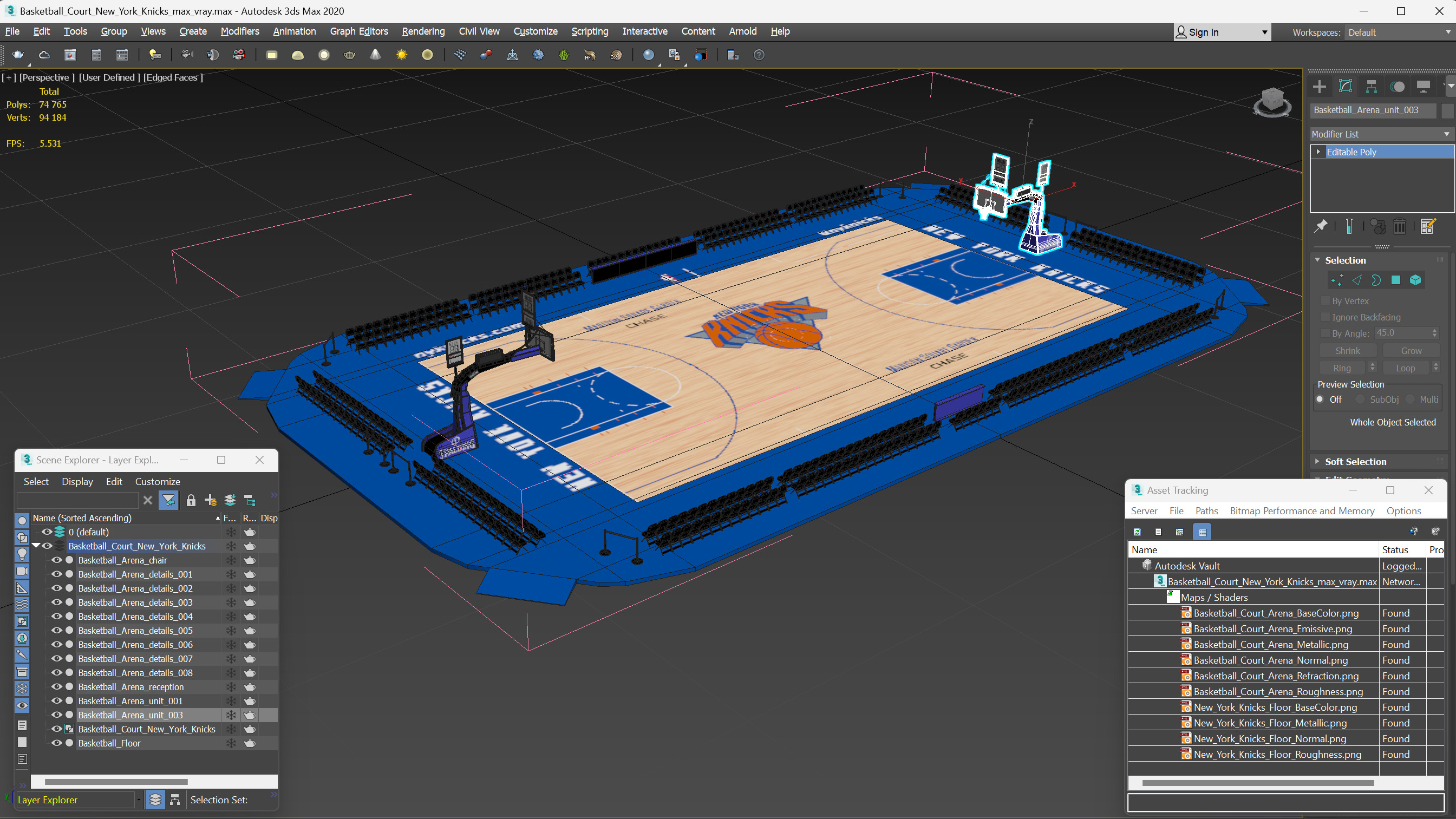 Basketball Court New York Knicks 3D