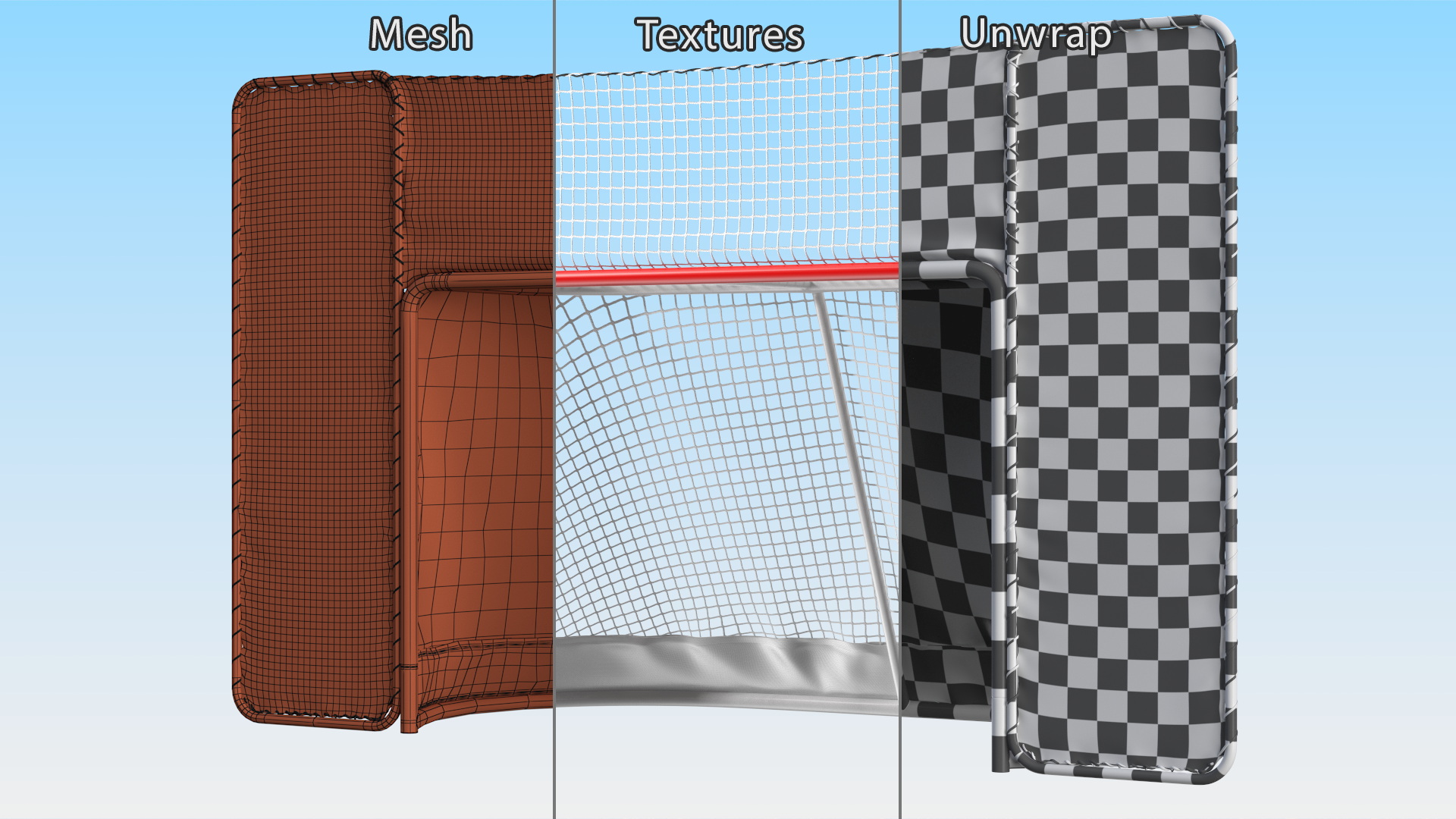 3D Folding Hockey Goal with Backstop model