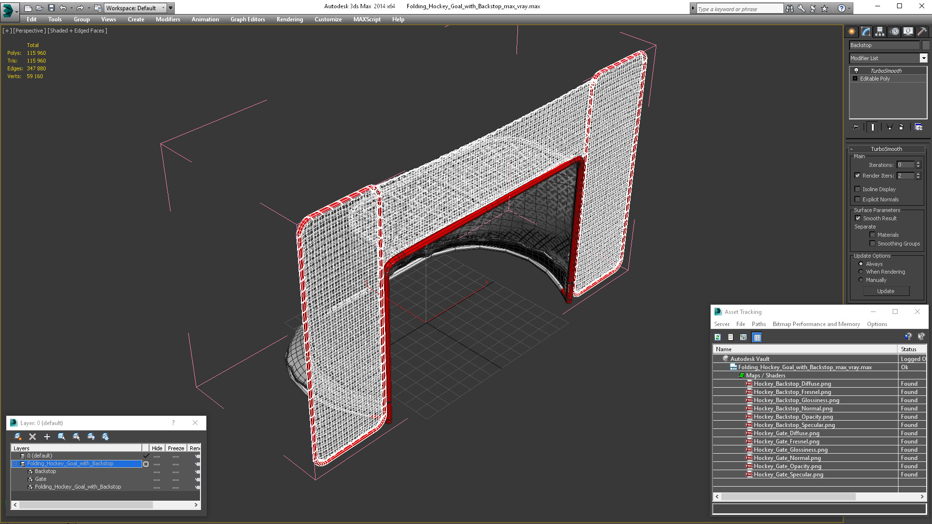 3D Folding Hockey Goal with Backstop model