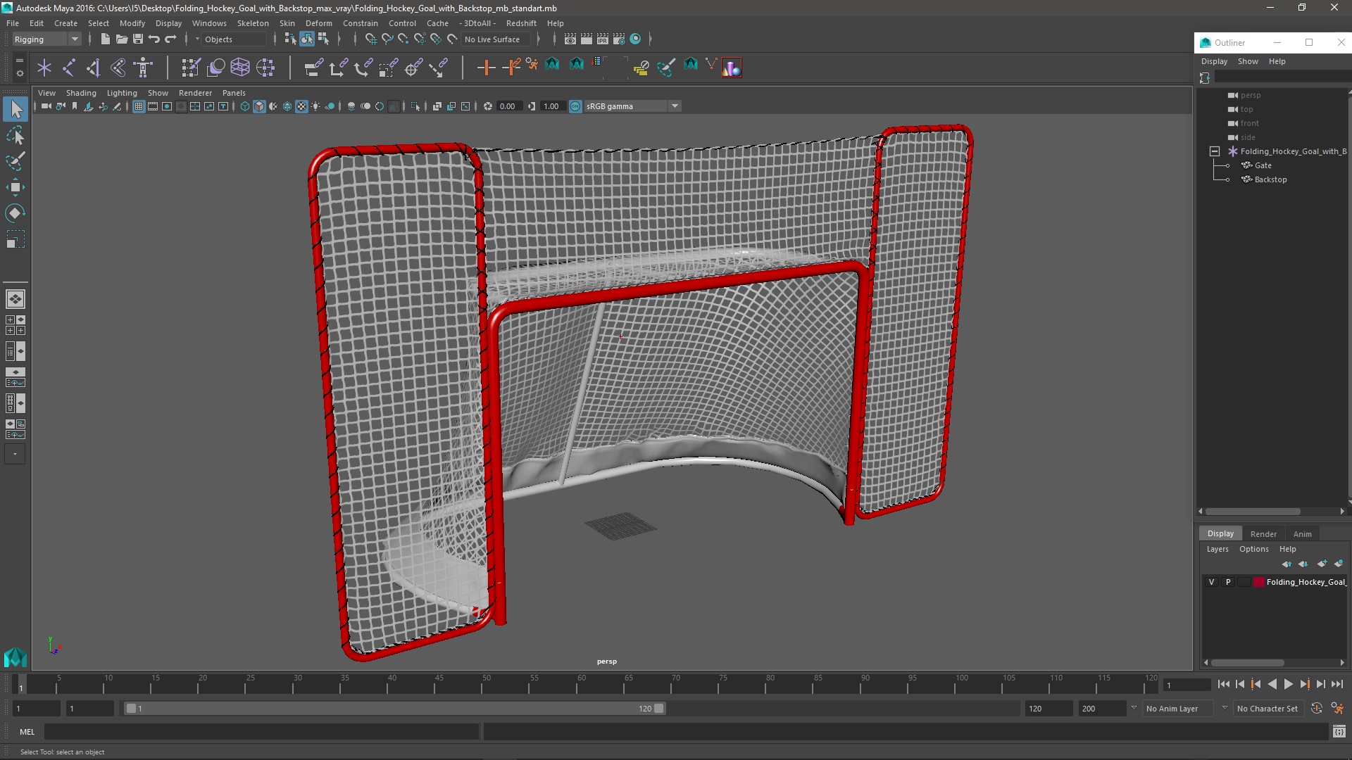 3D Folding Hockey Goal with Backstop model