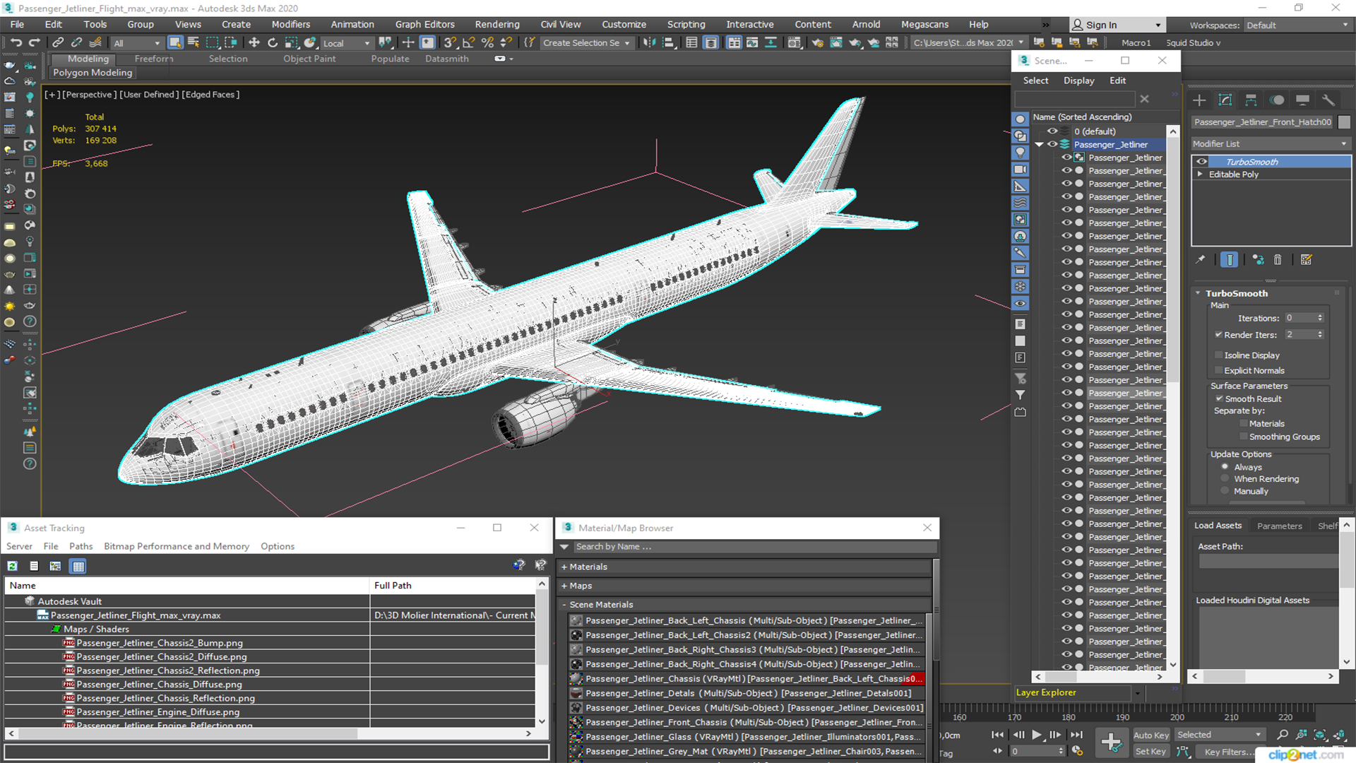 3D model Passenger Jetliner Flight