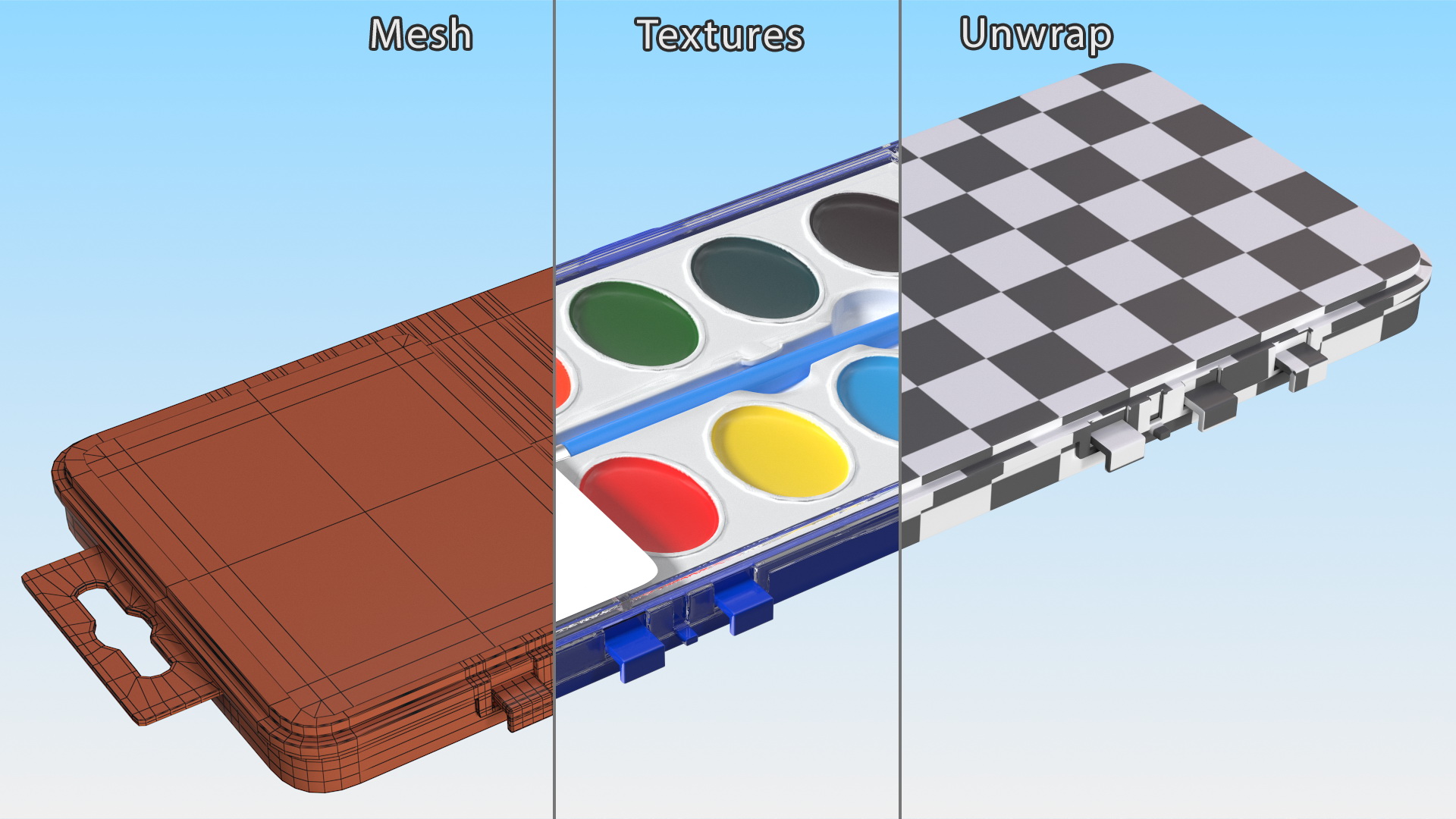 3D Watercolor Paint Set for Kids Fur model