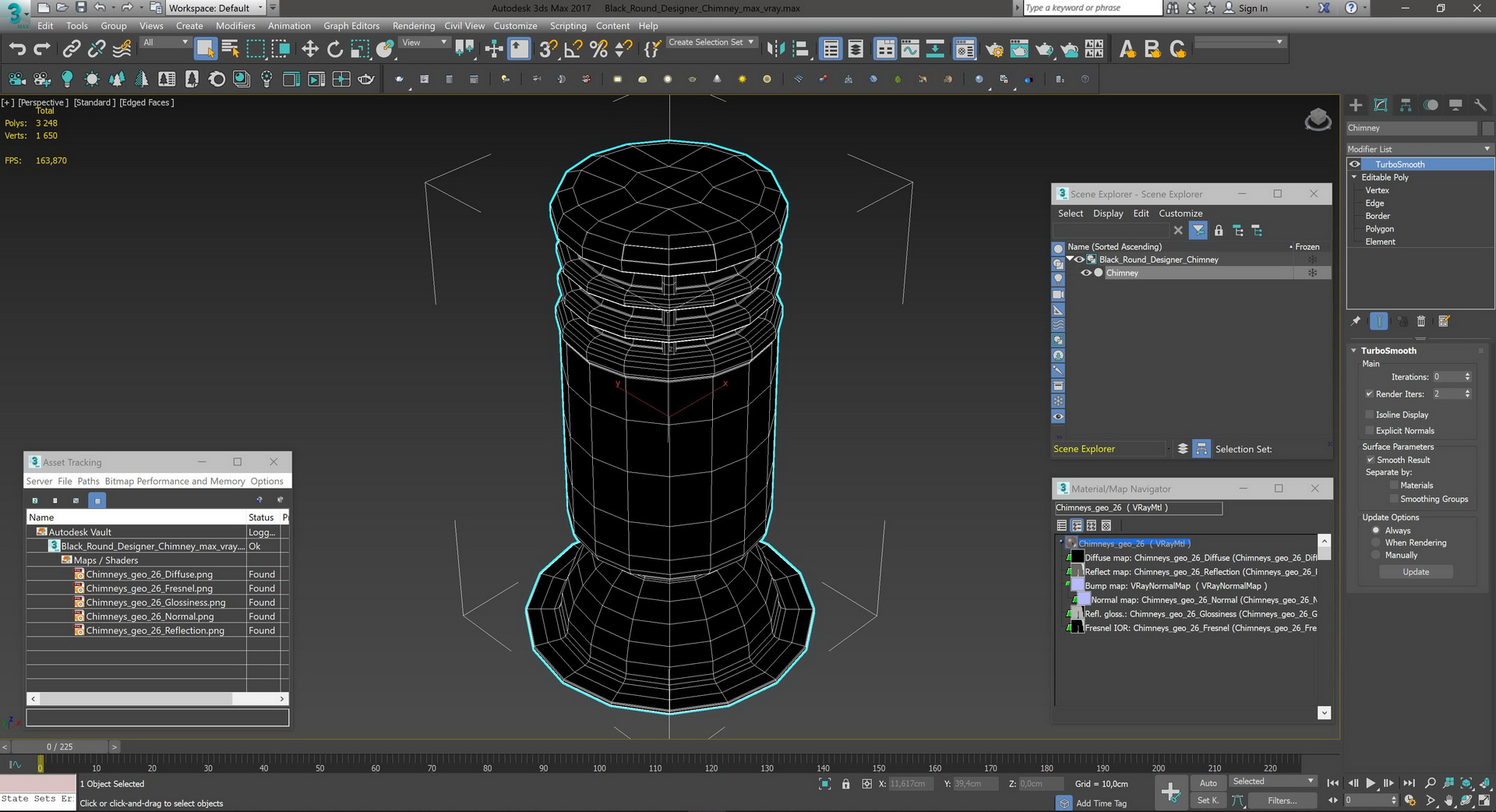 3D Black Round Designer Chimney model