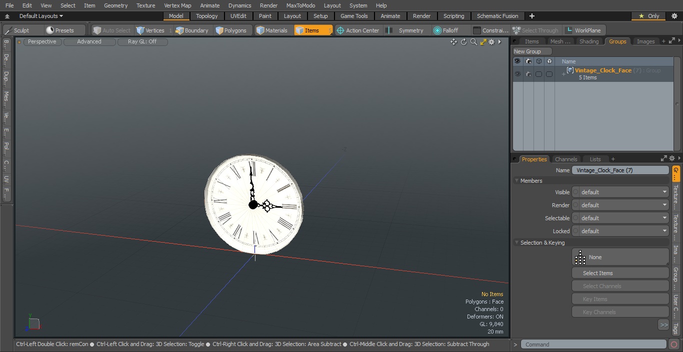 3D Vintage Clock Face model