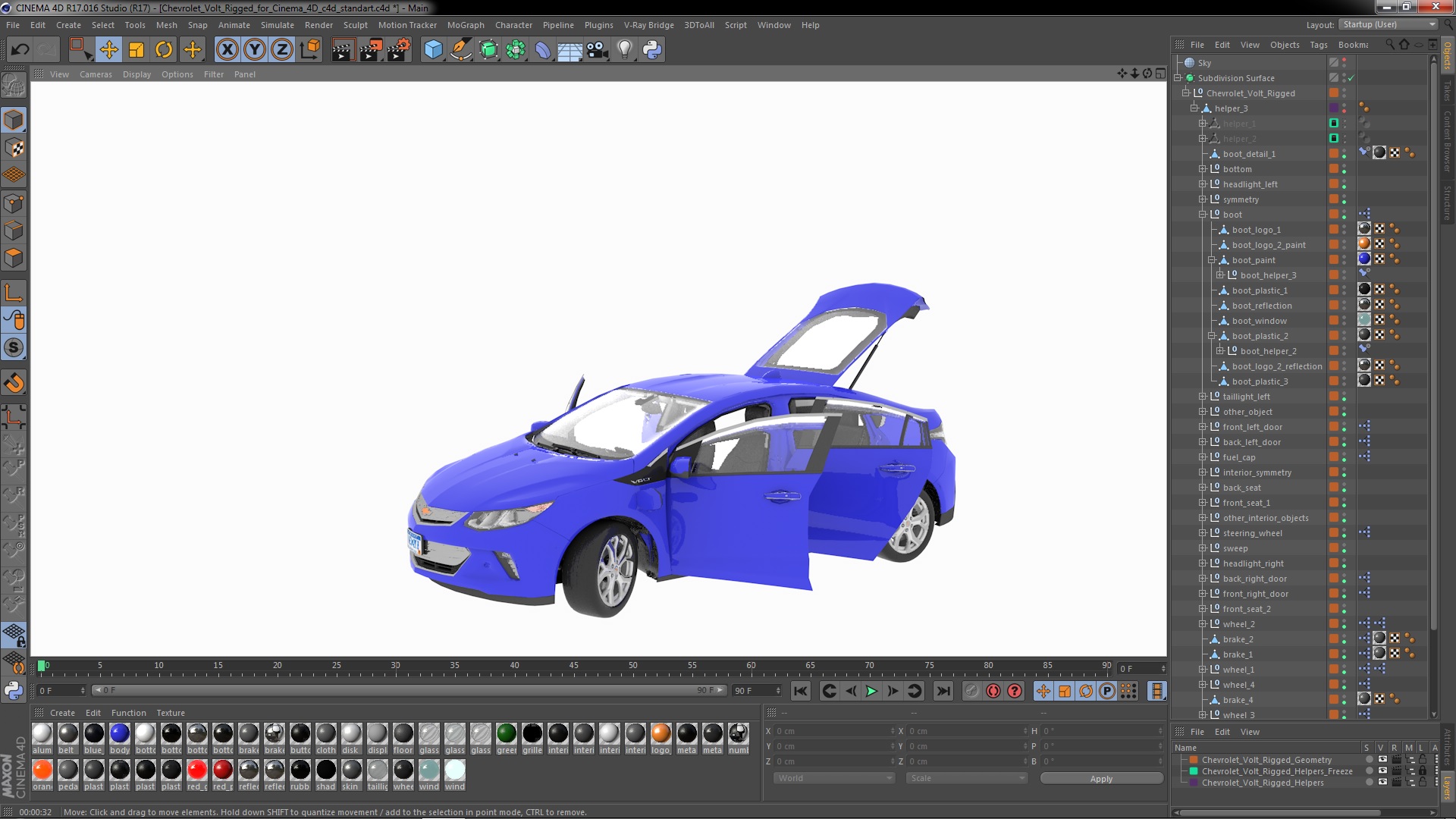 3D model Chevrolet Volt Rigged for Cinema 4D