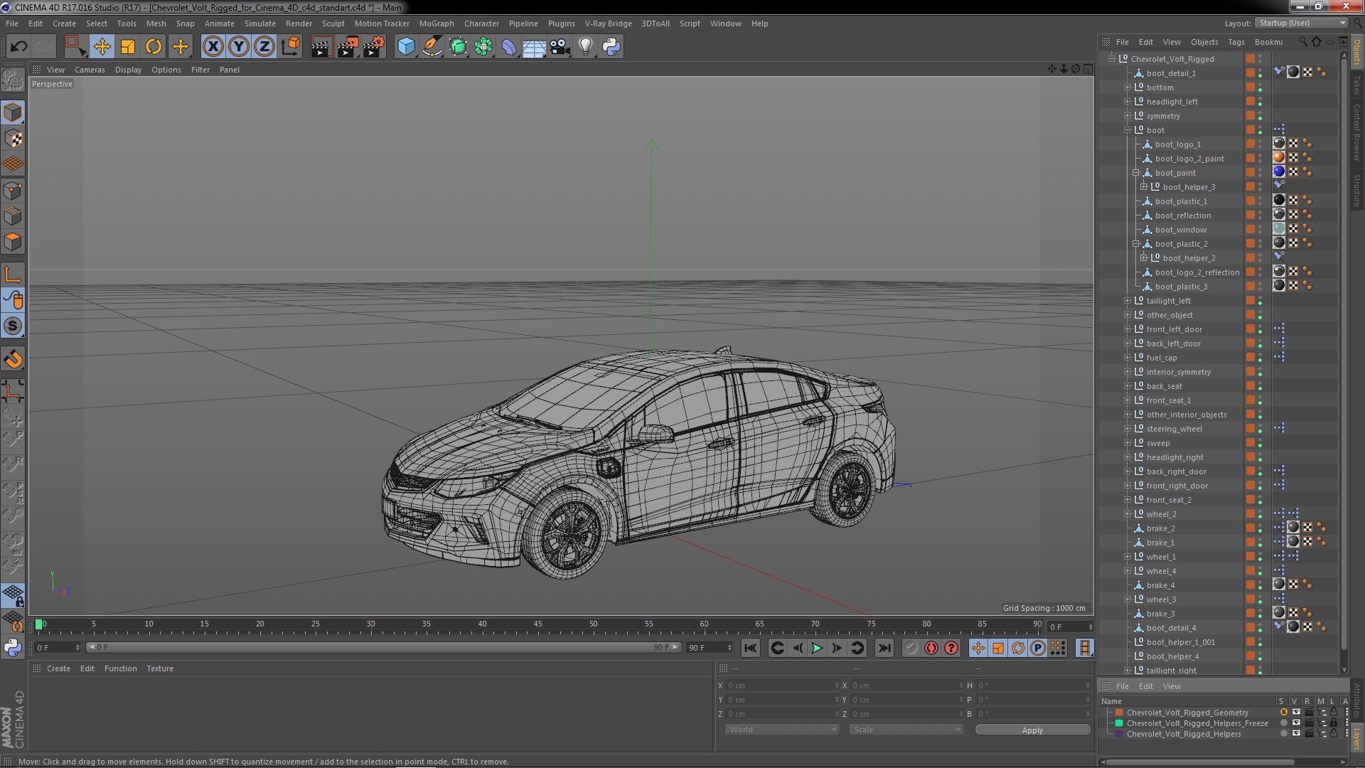 3D model Chevrolet Volt Rigged for Cinema 4D