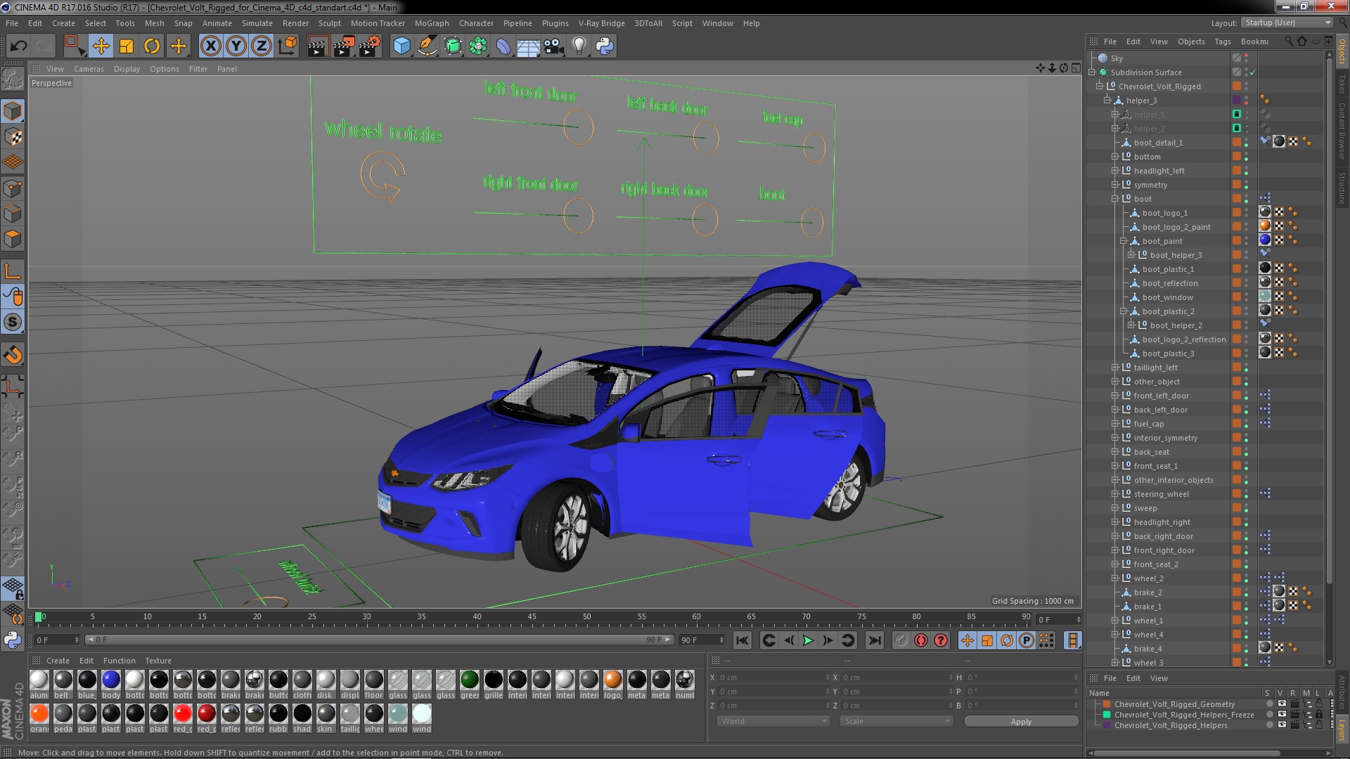 3D model Chevrolet Volt Rigged for Cinema 4D