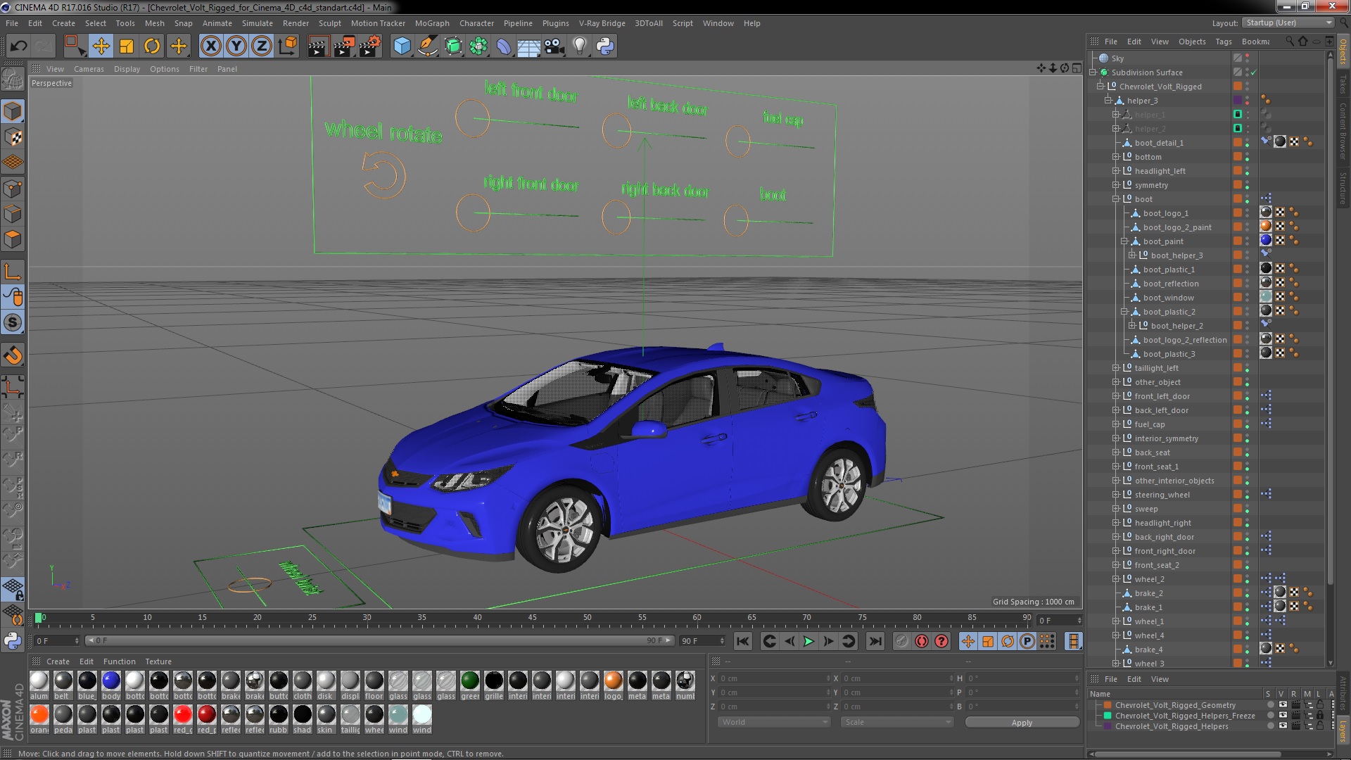 3D model Chevrolet Volt Rigged for Cinema 4D