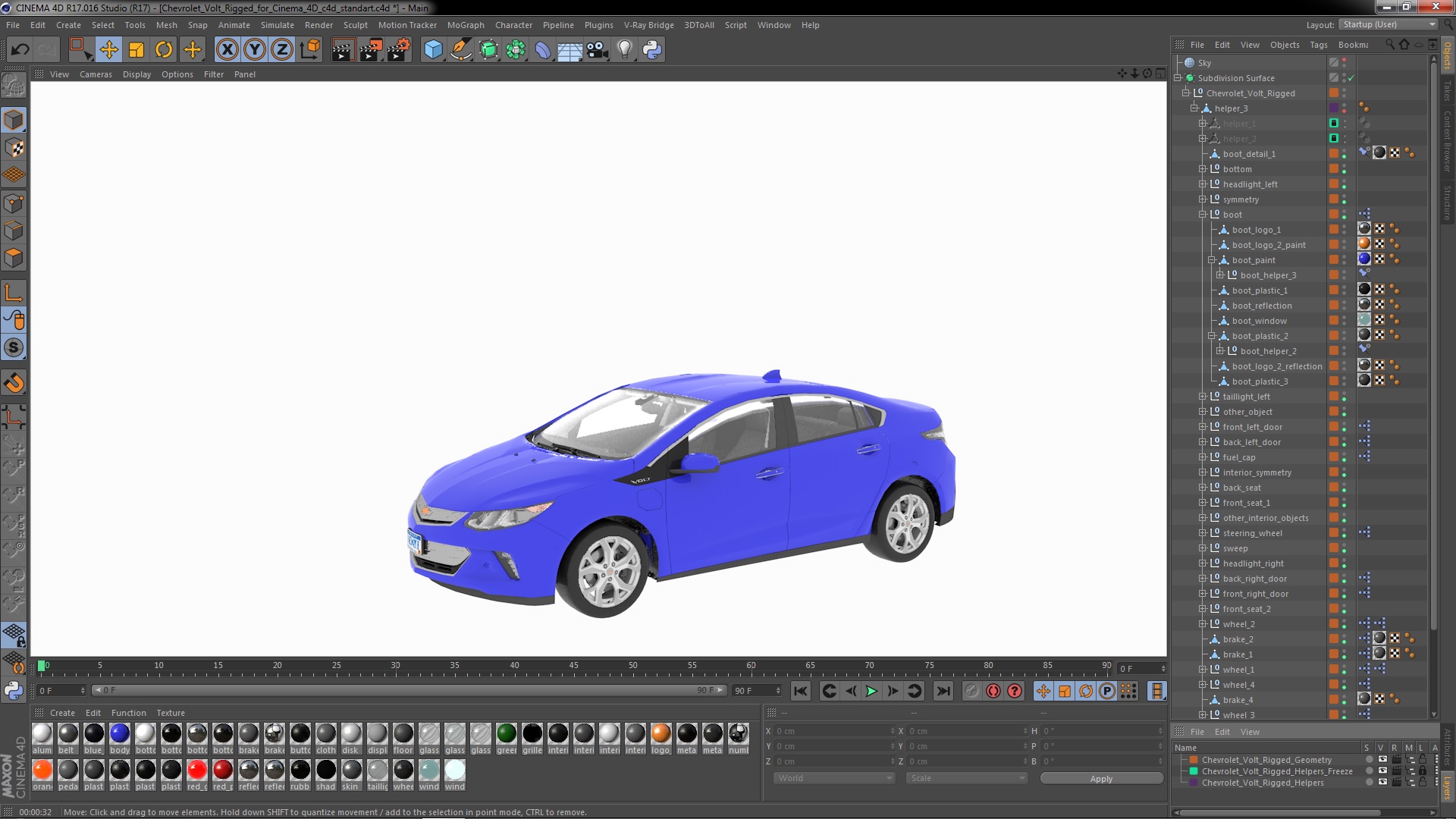 3D model Chevrolet Volt Rigged for Cinema 4D