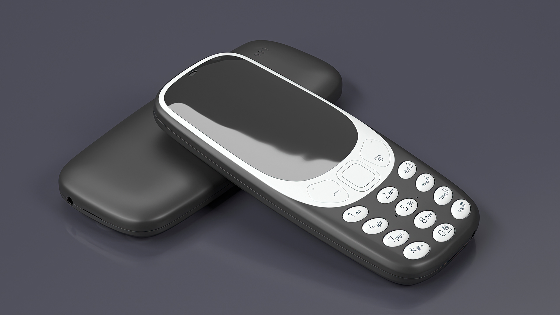 Modern Push-button Telephone Black 3D model