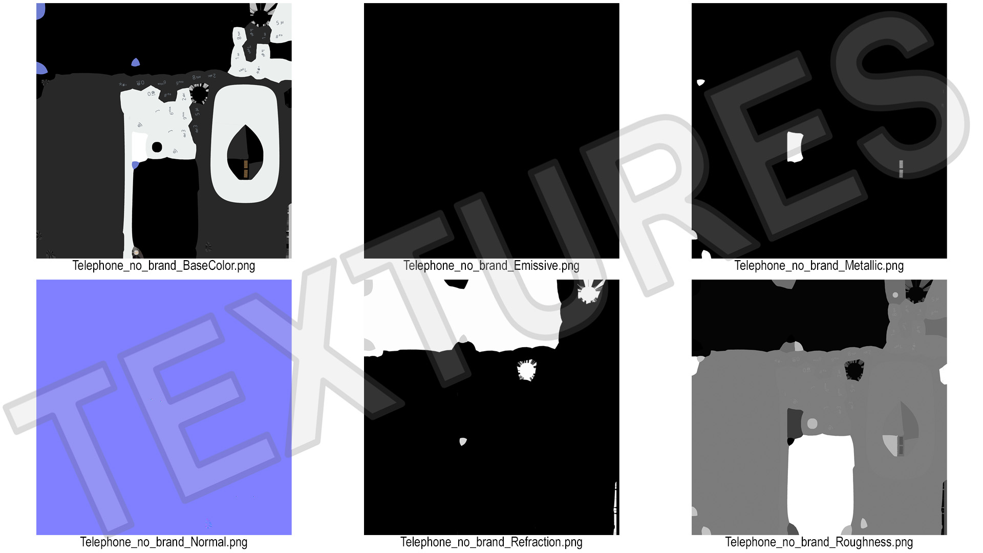 Modern Push-button Telephone Black 3D model