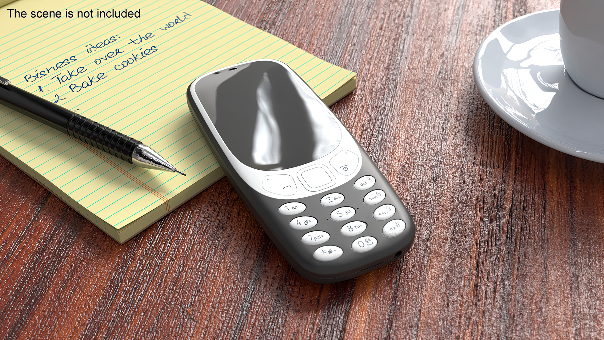 Modern Push-button Telephone Black 3D model